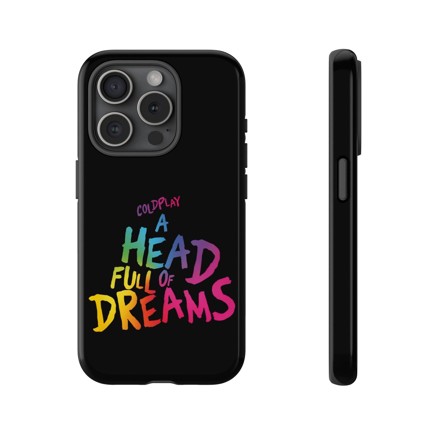 Premium Tough Case for iPhone 12 to 16 Pro Max Showcasing Coldplay’s Iconic A Head Full of Dreams
