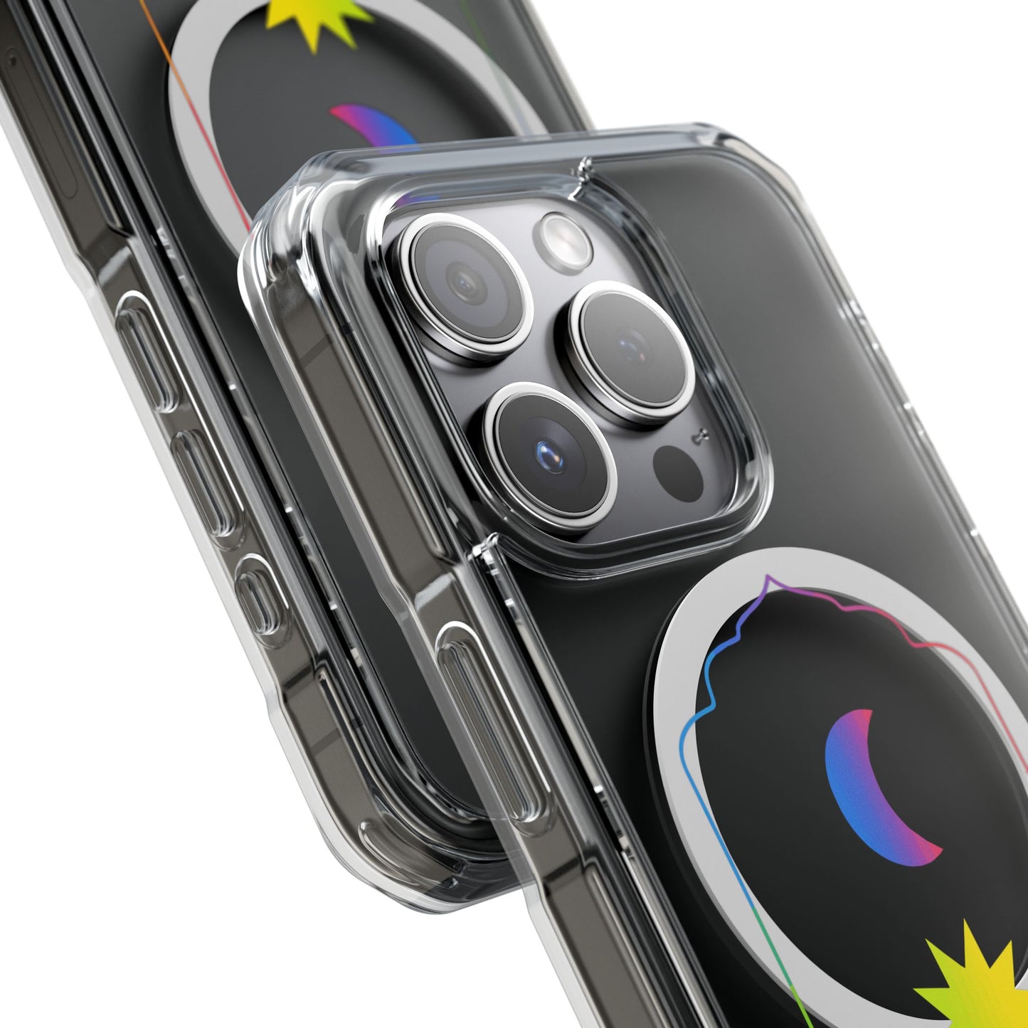Gradient Moon and Star Emblem Magnetic Clear Impact case