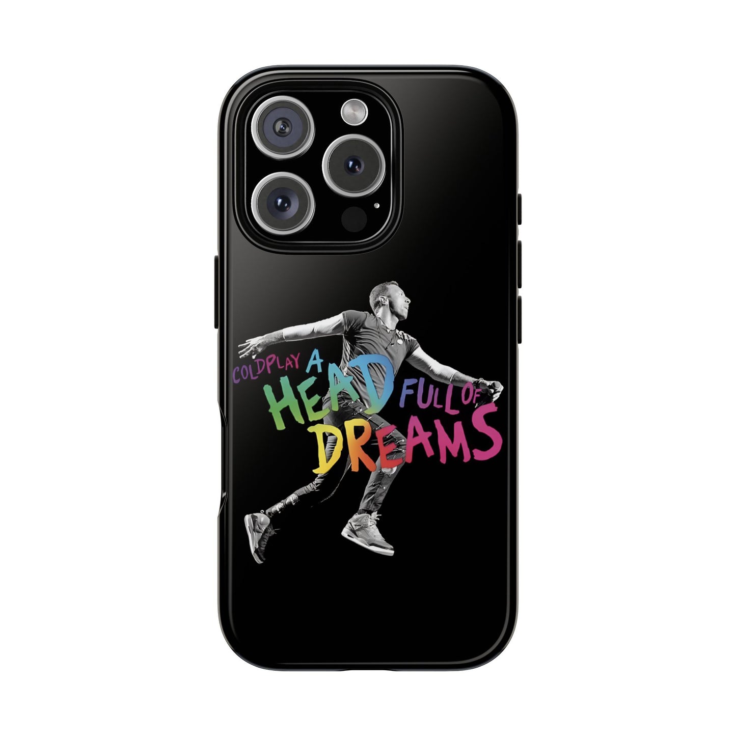 Premium Tough Case for iPhone 12 to 16 Pro Max Showcasing Coldplay A Head Full of Dreams Chris