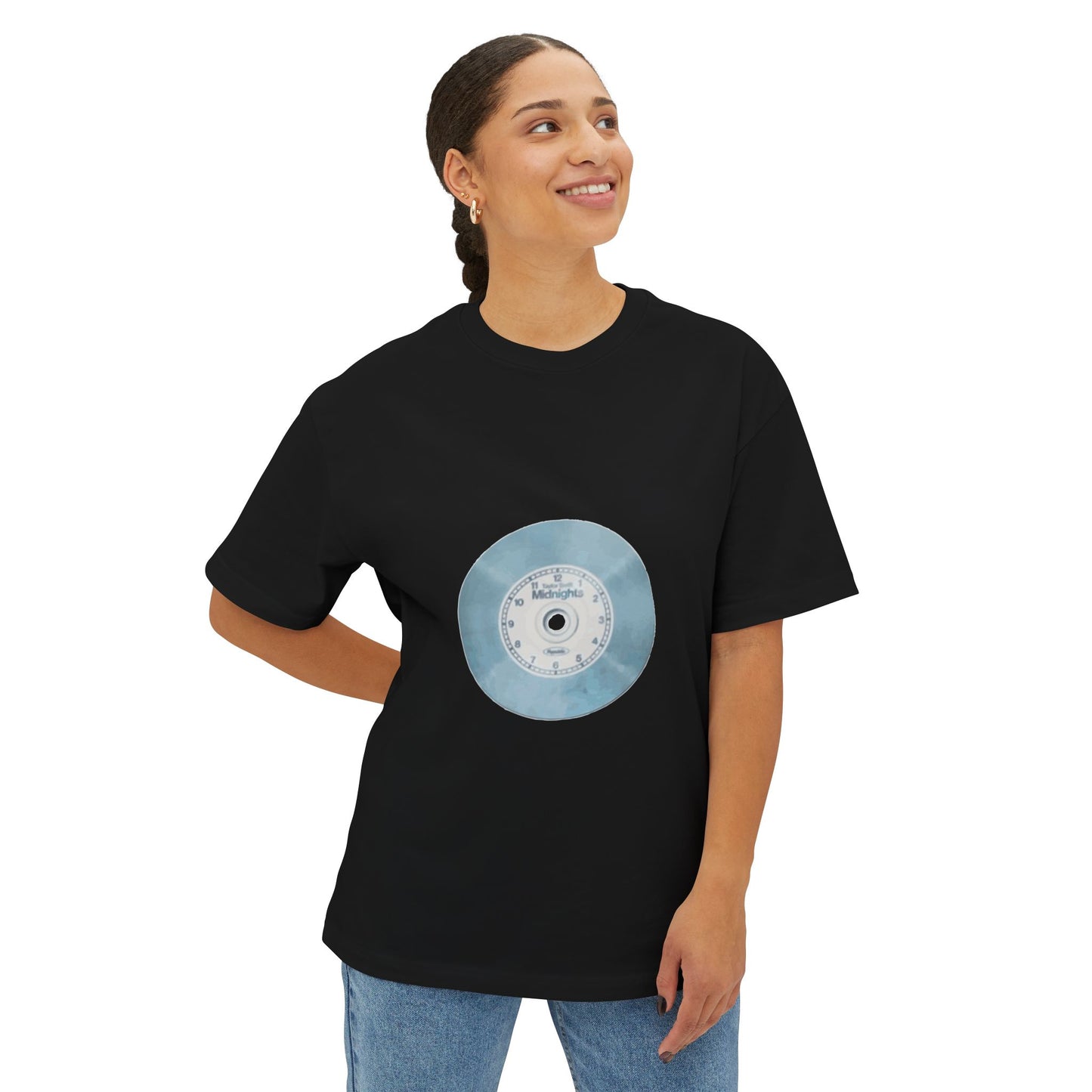 Midnight Vinyl Vibes Unisex Oversized Boxy Tee