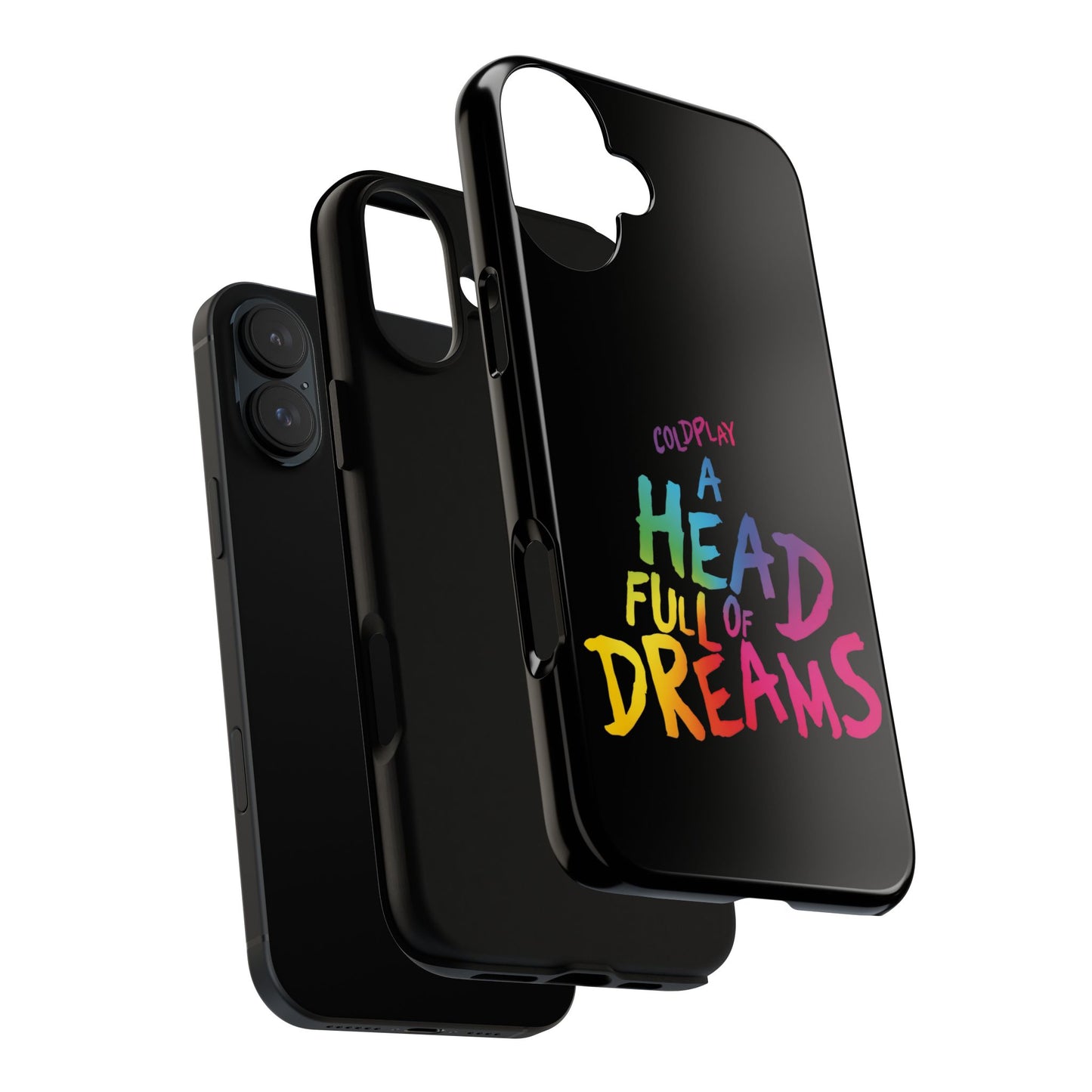 Premium Tough Case for iPhone 12 to 16 Pro Max Showcasing Coldplay’s Iconic A Head Full of Dreams