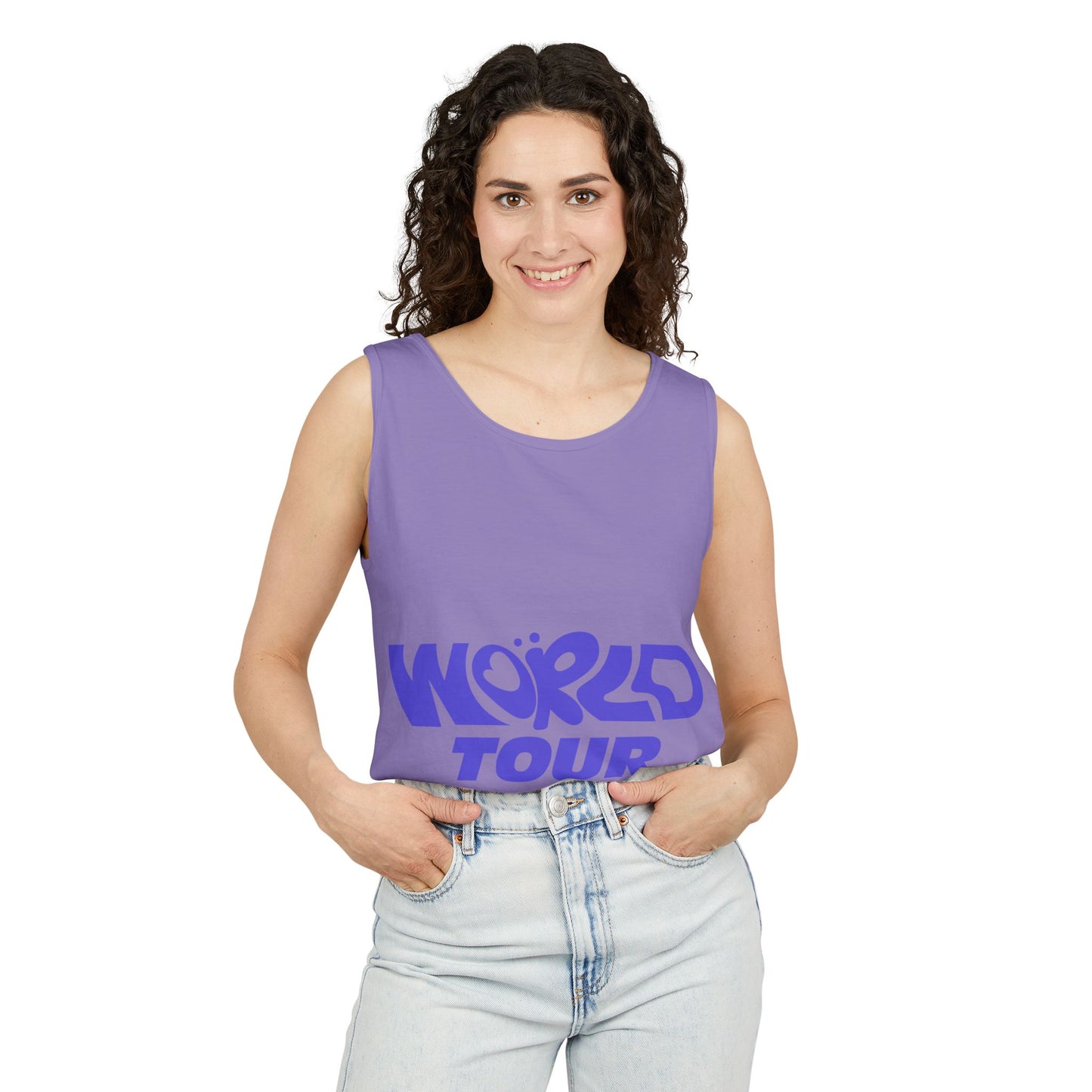 World Tour Bubble Letter-Dyed Tank Top