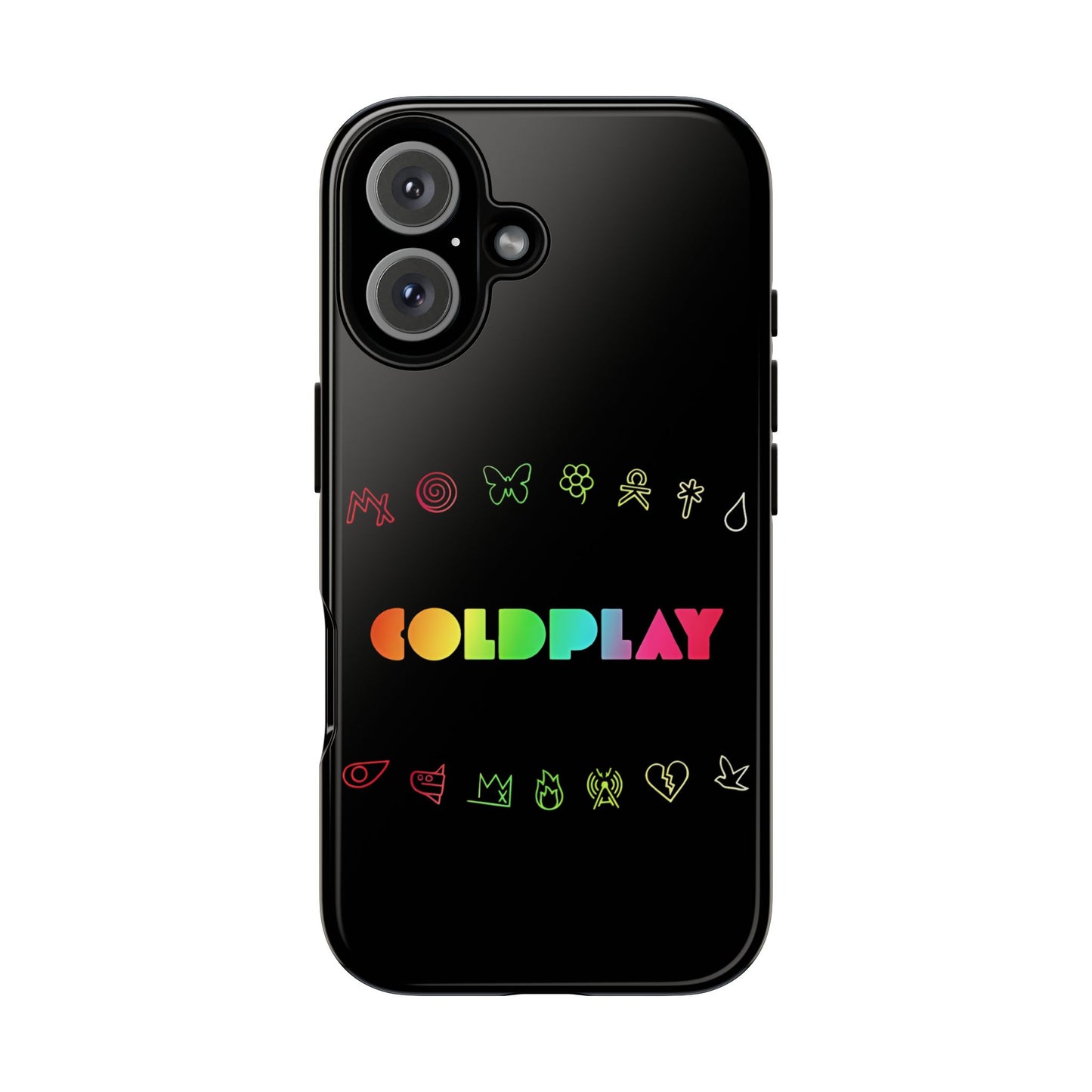 Premium Tough Case for iPhone 12 to 16 Pro Max Showcasing Coldplay’s Signage