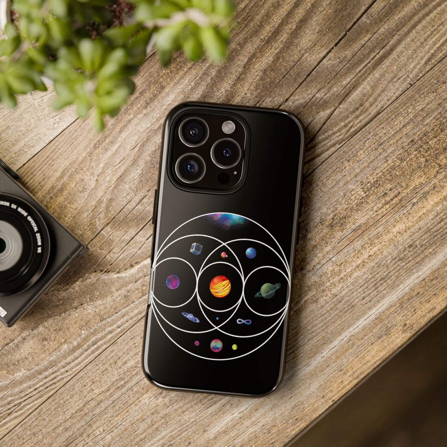Premium Tough Case for iPhone 12 to 16 Pro Max Showcasing Coldplay’s Illustration Concept