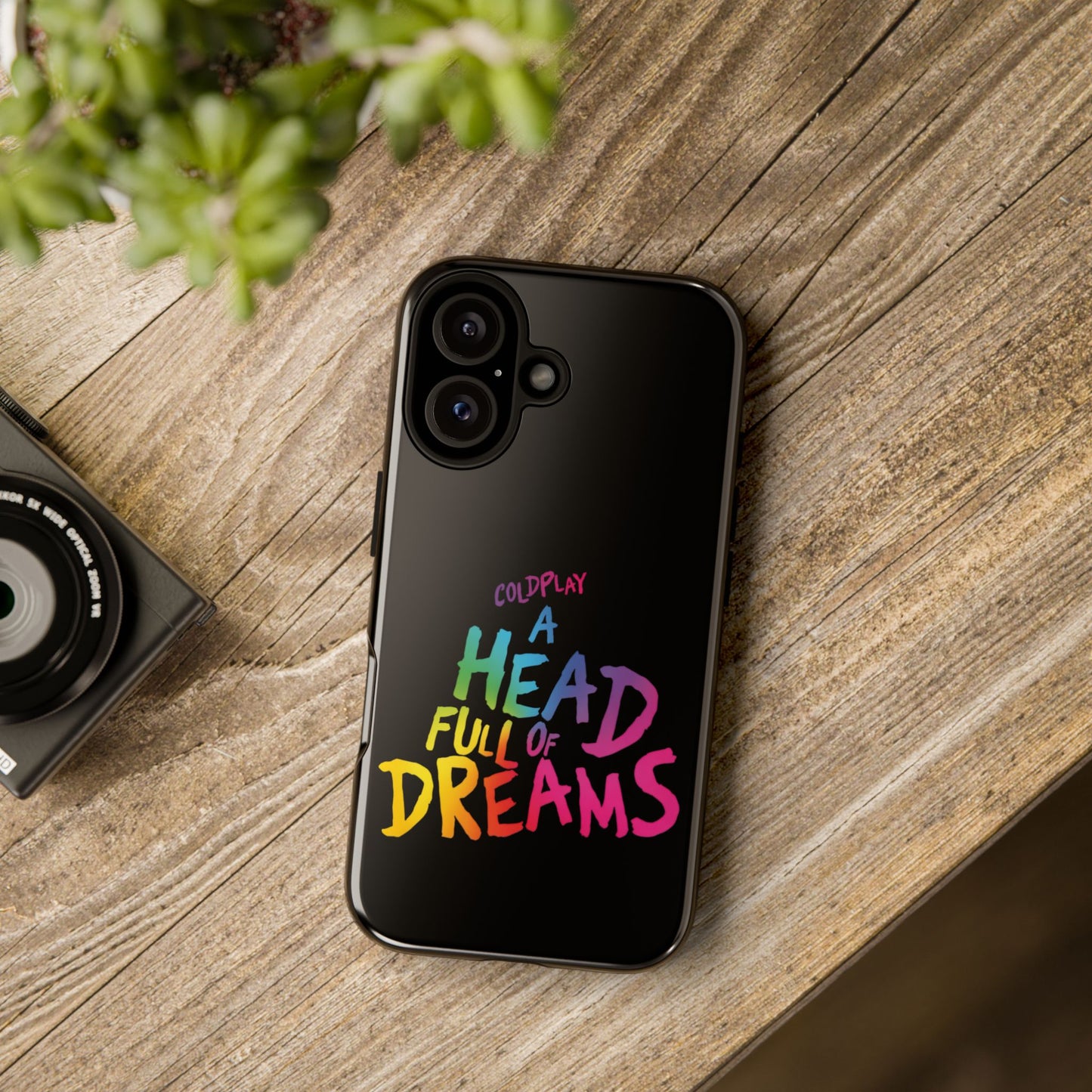 Premium Tough Case for iPhone 12 to 16 Pro Max Showcasing Coldplay’s Iconic A Head Full of Dreams
