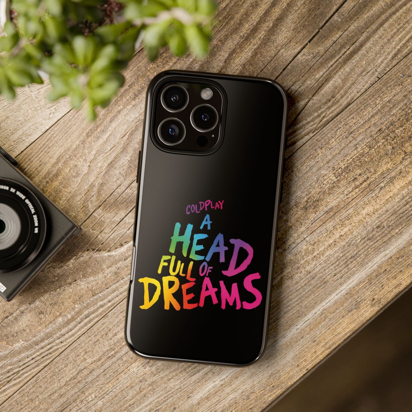 Premium Tough Case for iPhone 12 to 16 Pro Max Showcasing Coldplay’s Iconic A Head Full of Dreams