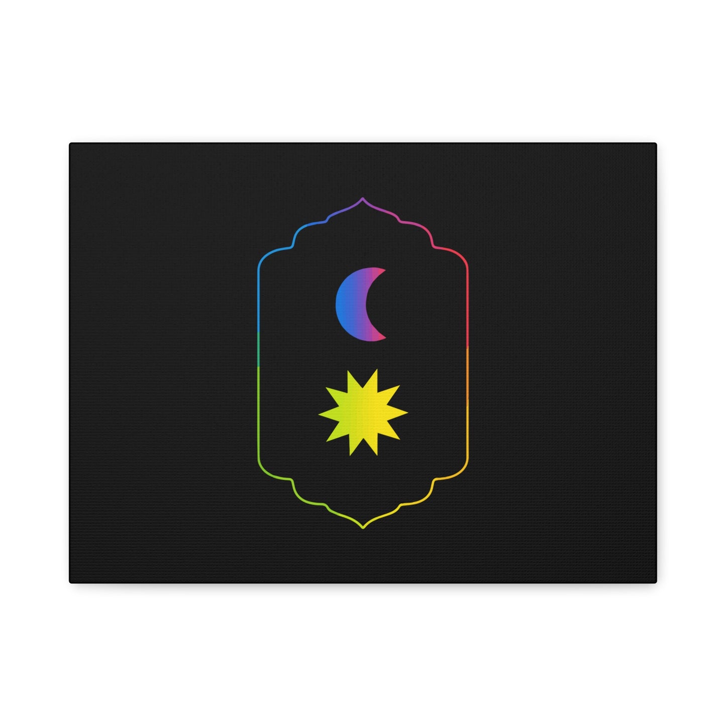 Gradient Moon and Star Emblem Canvas