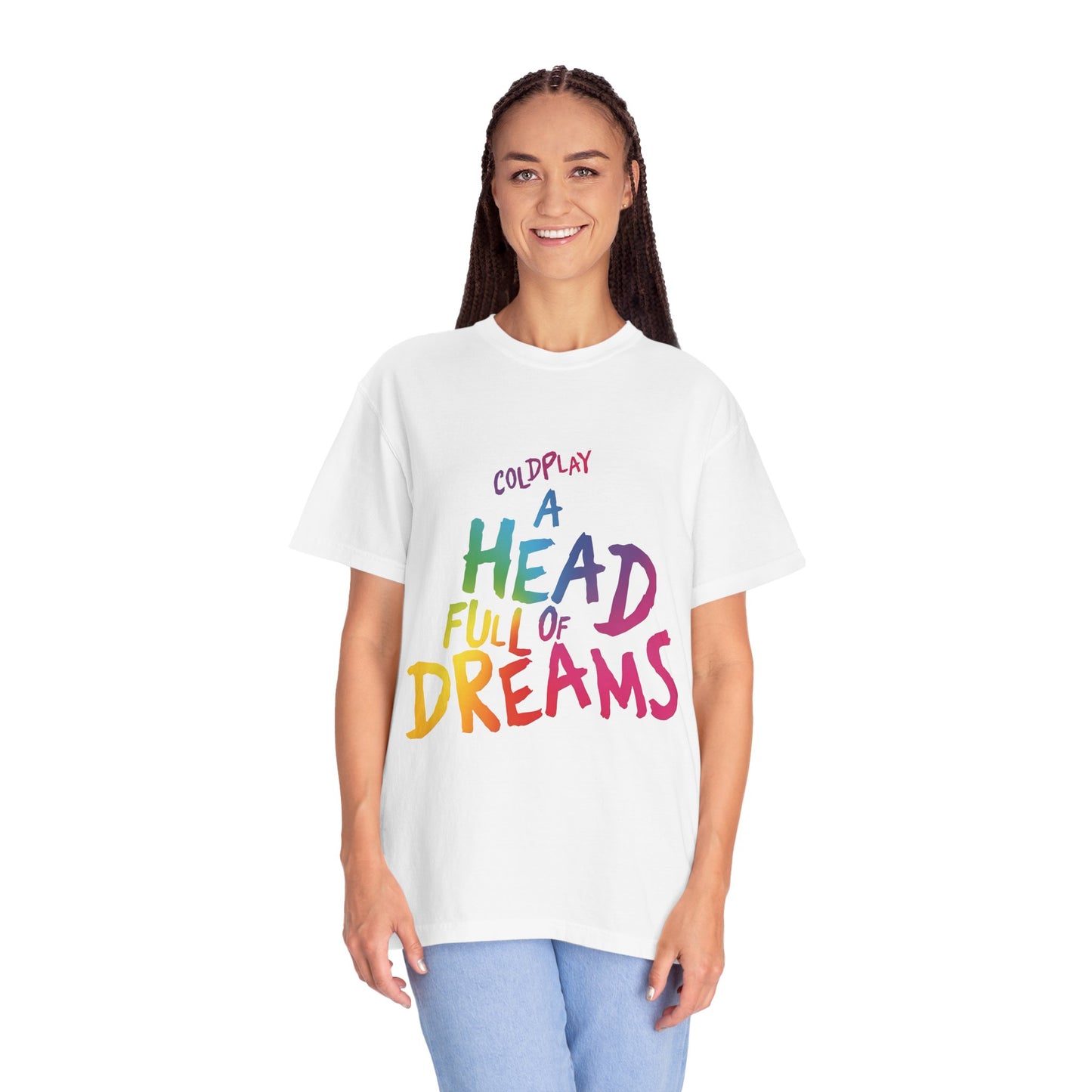 Unisex Garment-Dyed T-Shirt Inspired by Coldplay’s Iconic A Head Full of Dreams