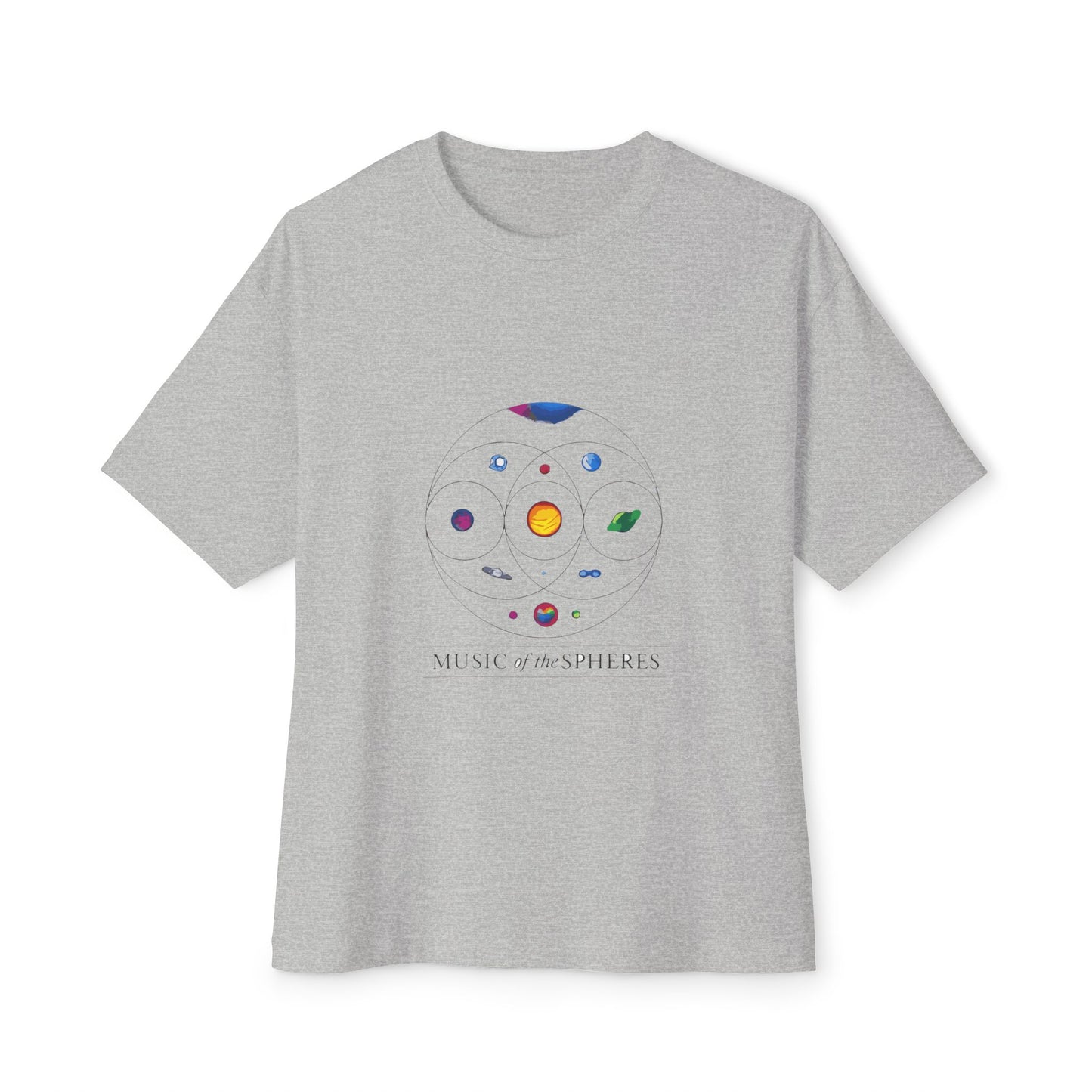 Colorful Planetary Orbit Diagram Unisex Oversized Boxy Tee