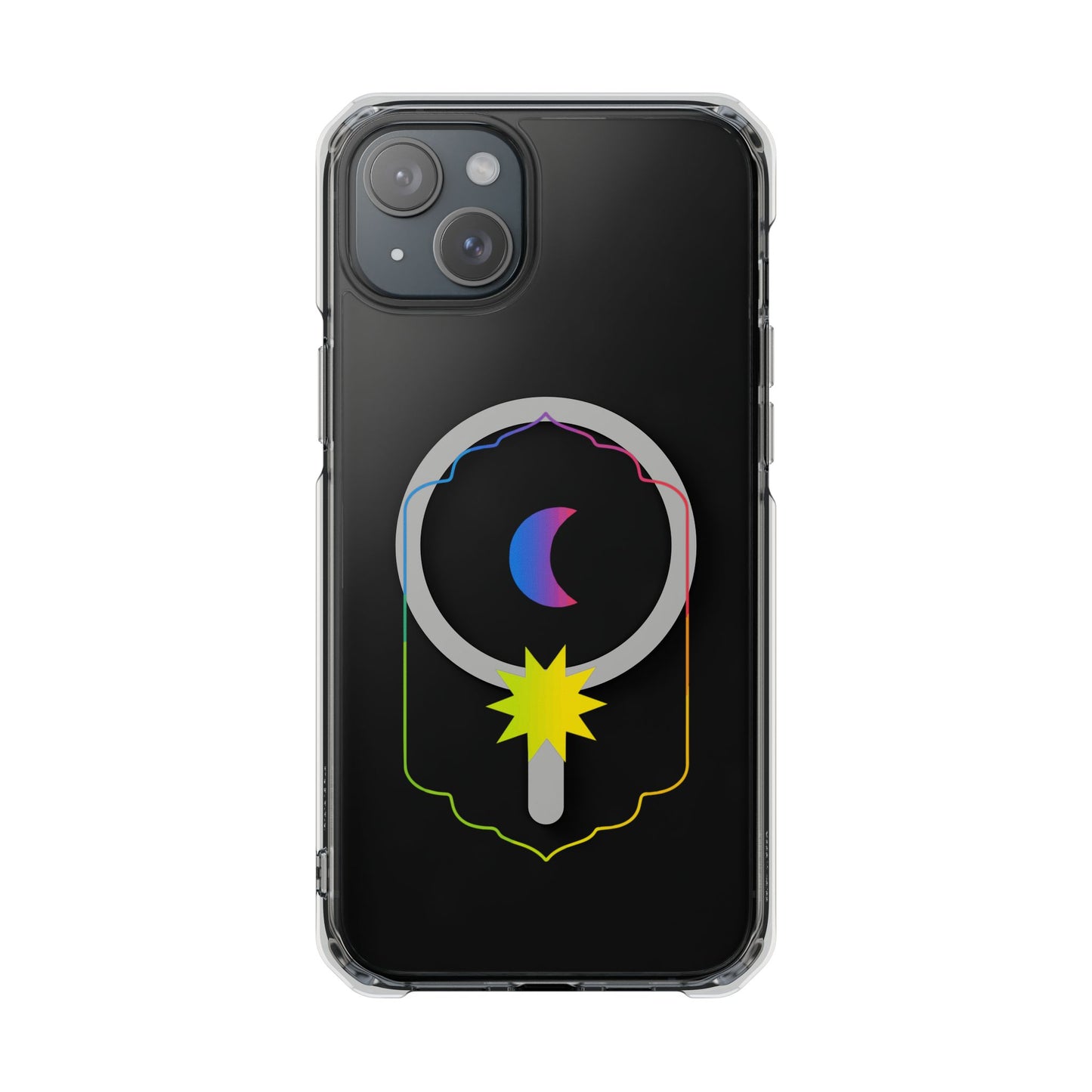 Gradient Moon and Star Emblem Magnetic Clear Impact case