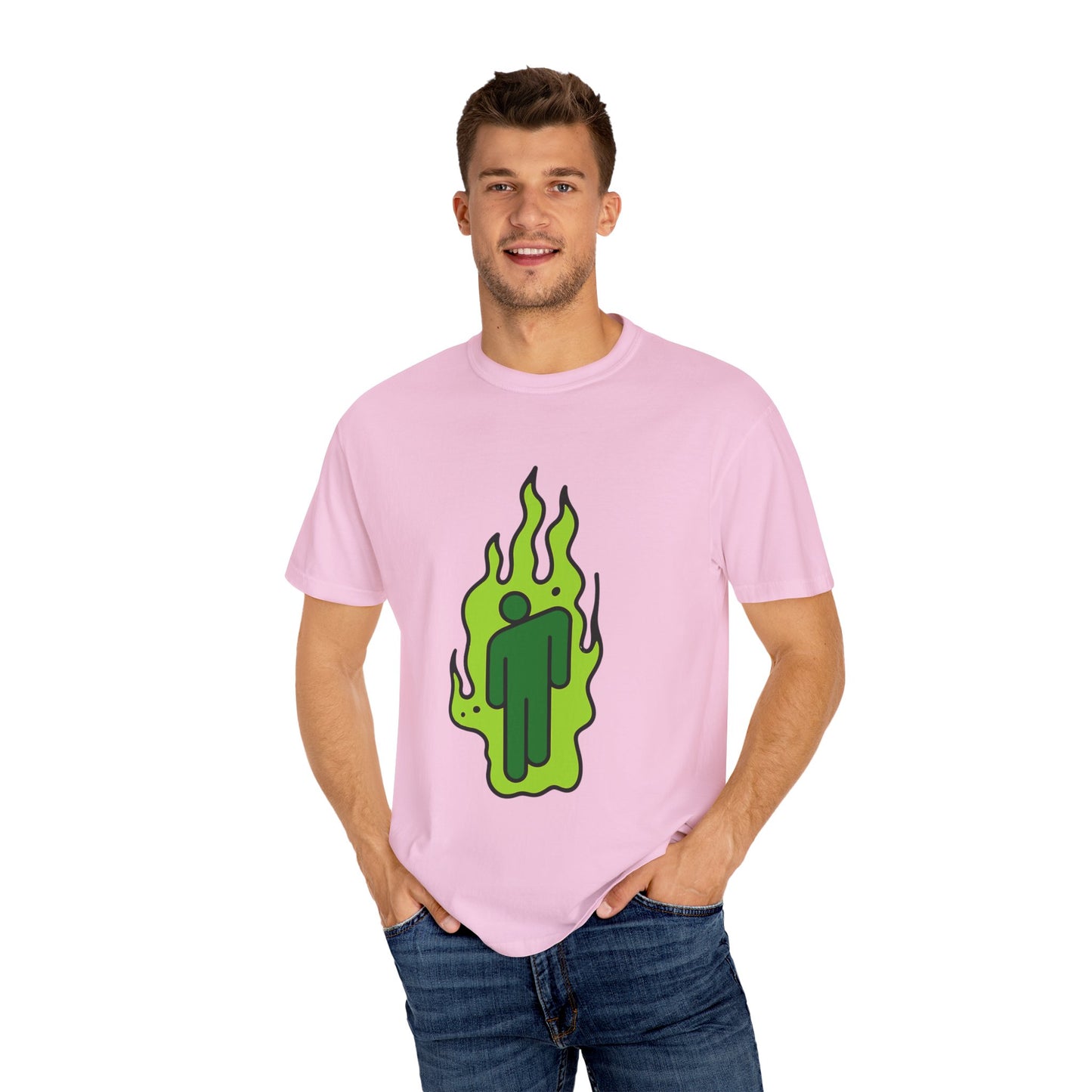 Green Flame Icon Unisex Dyed T-shirt