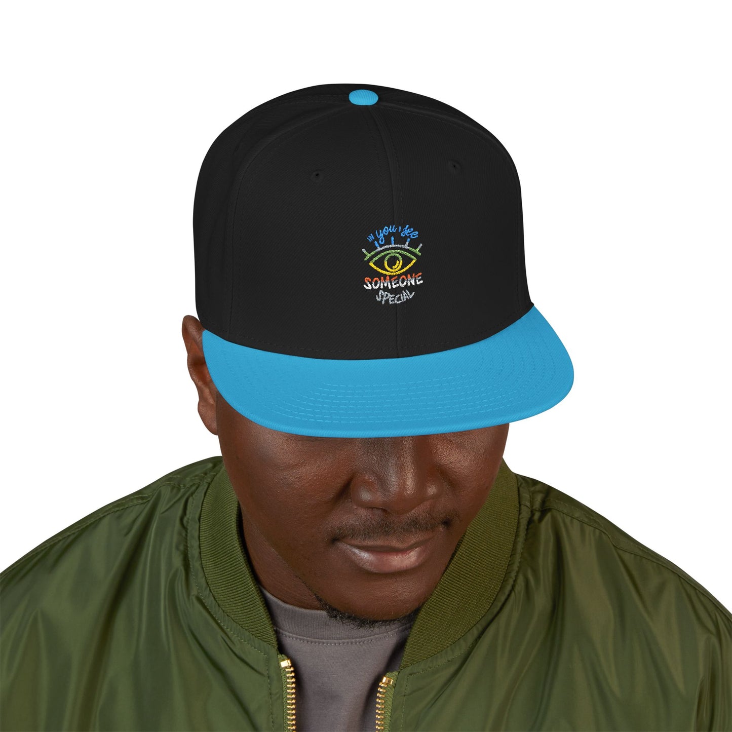 Vibrant Eye and Text Snapback cap