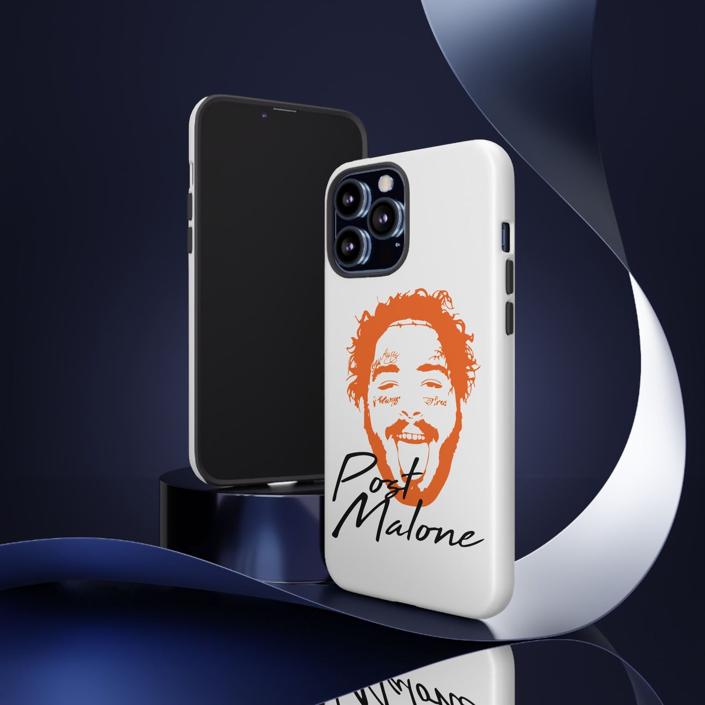 Tough iPhone Case (12–16 Pro Max) – Post Malone Name Design with Picture