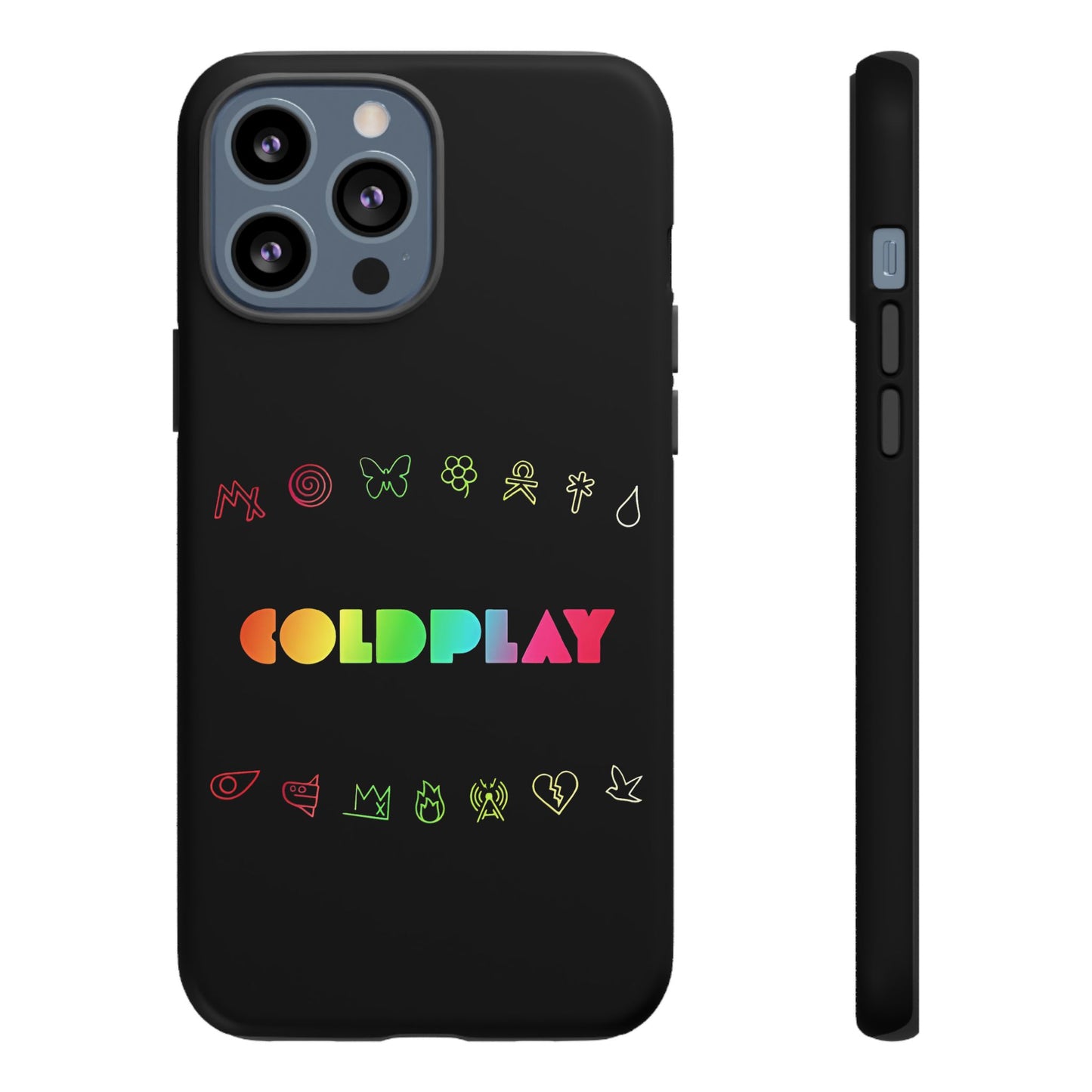 Premium Tough Case for iPhone 12 to 16 Pro Max Showcasing Coldplay’s Signage
