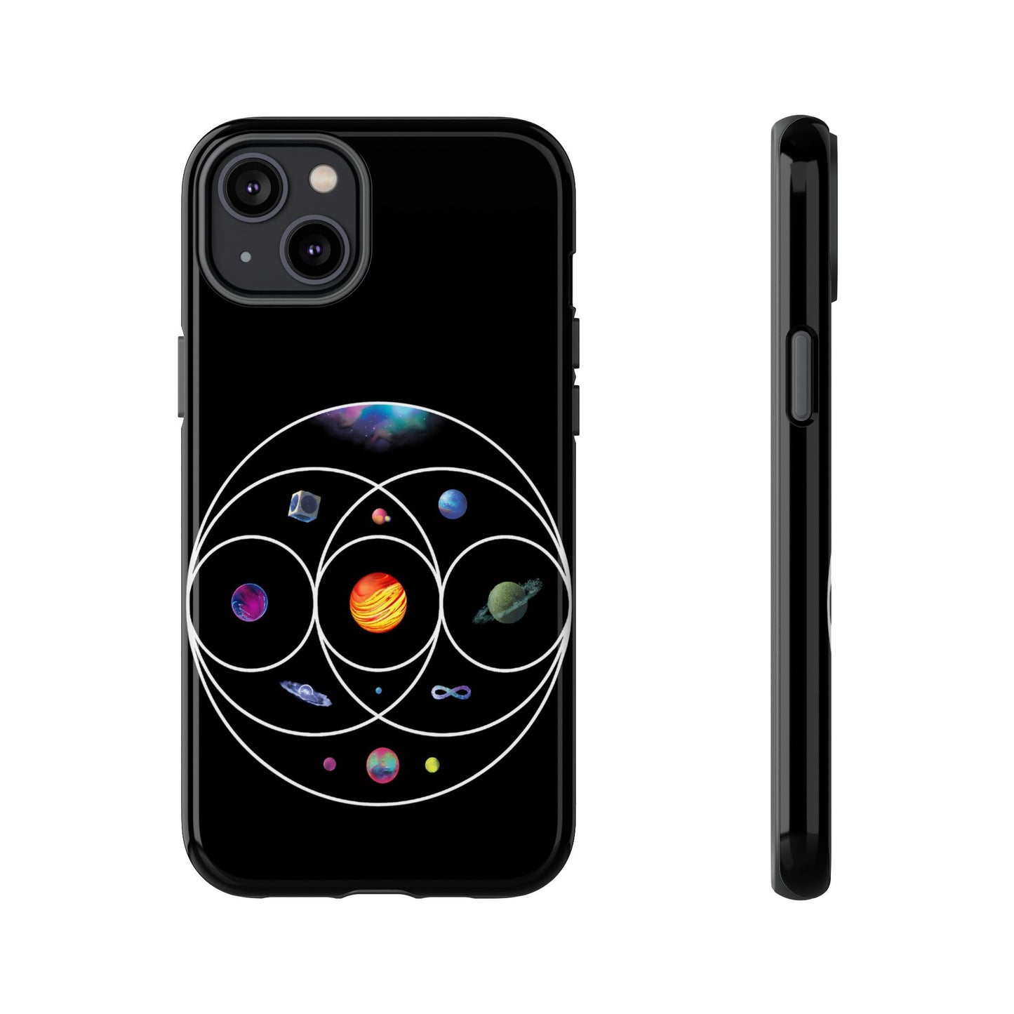 Premium Tough Case for iPhone 12 to 16 Pro Max Showcasing Coldplay’s Illustration Concept
