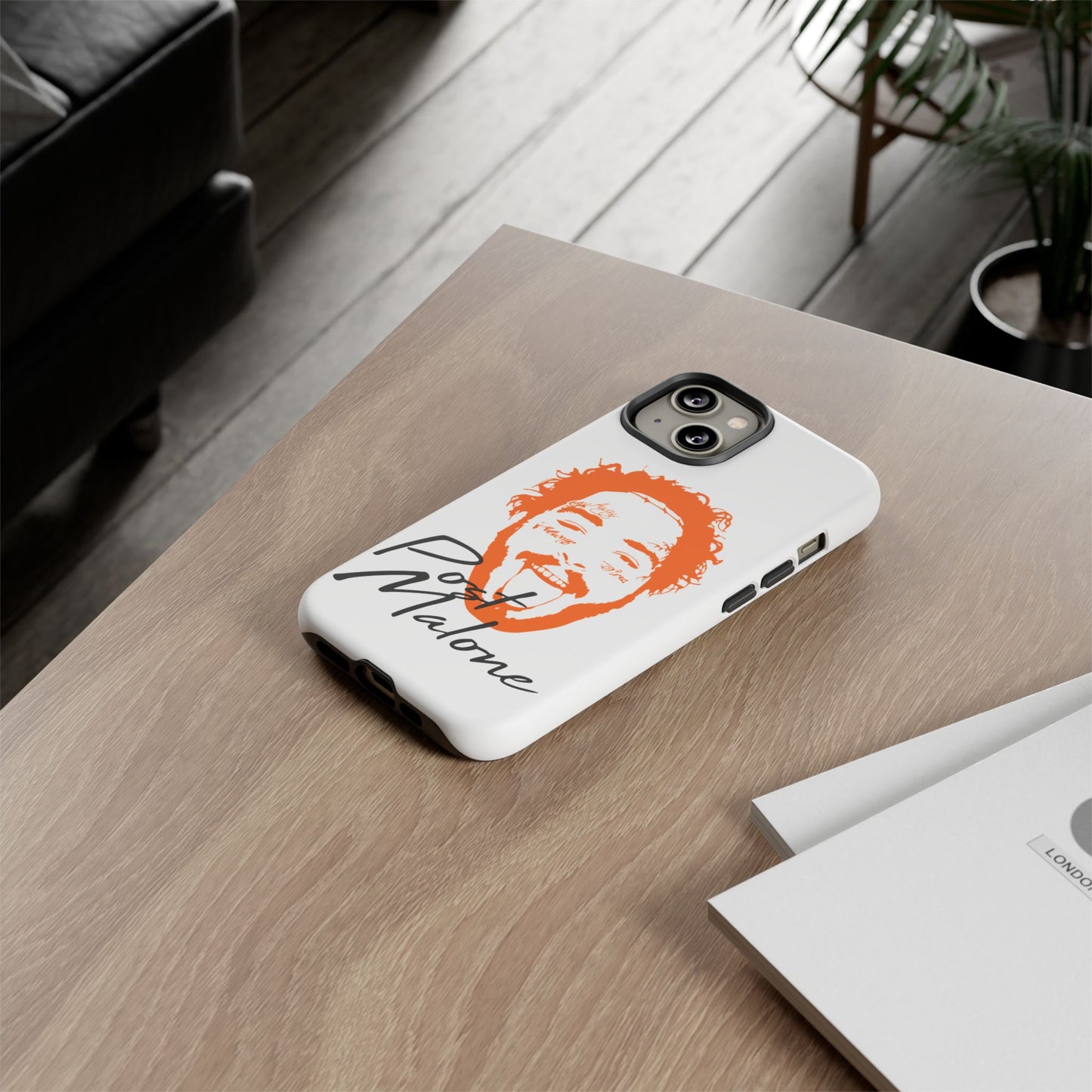 Tough iPhone Case (12–16 Pro Max) – Post Malone Name Design with Picture