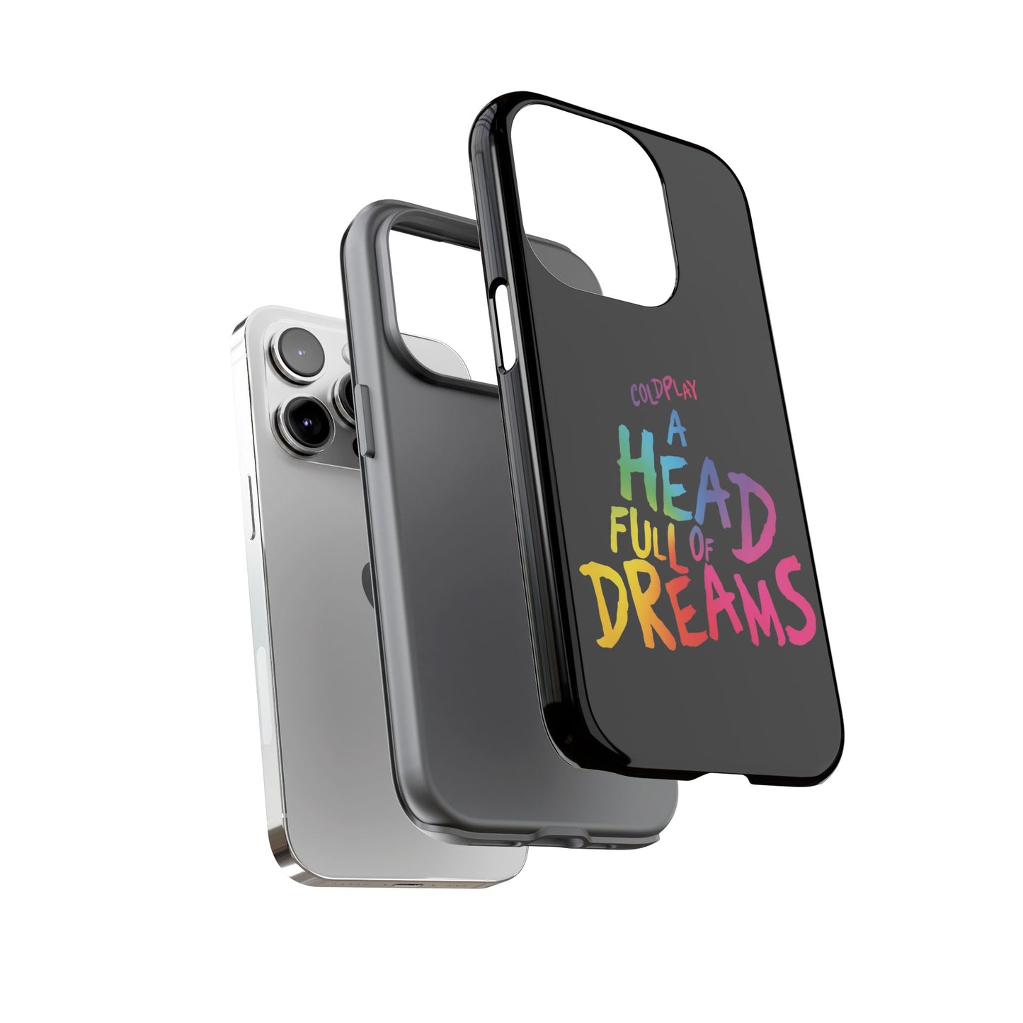 Premium Tough Case for iPhone 12 to 16 Pro Max Showcasing Coldplay’s Iconic A Head Full of Dreams