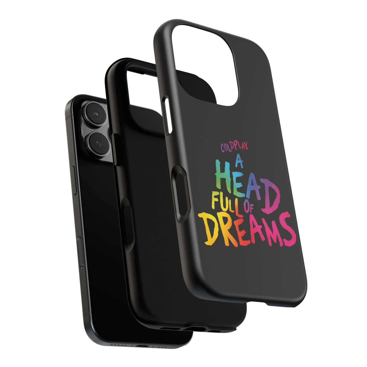 Premium Tough Case for iPhone 12 to 16 Pro Max Showcasing Coldplay’s Iconic A Head Full of Dreams