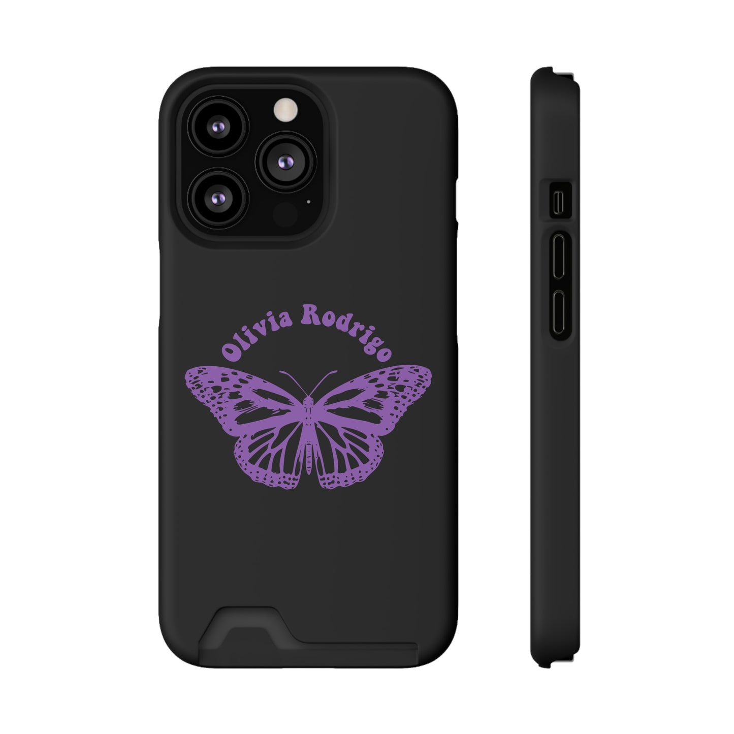 Phone Case + Card Holder For Iphone 13 – Olivia Rodrigo With Butterfly | Black Edition