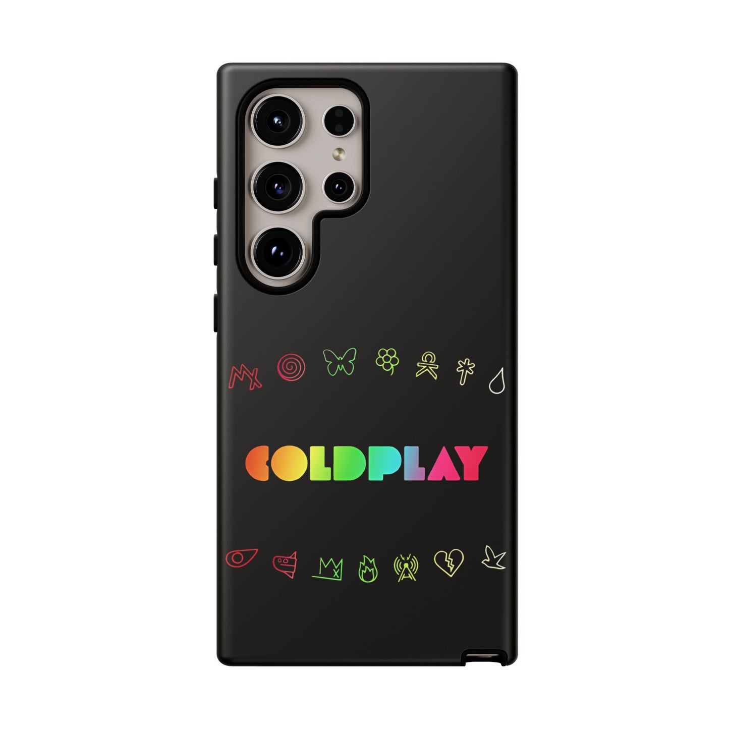 Premium Tough Case for Samsung S21 to S25 Ultra Showcasing Coldplay’s Signage