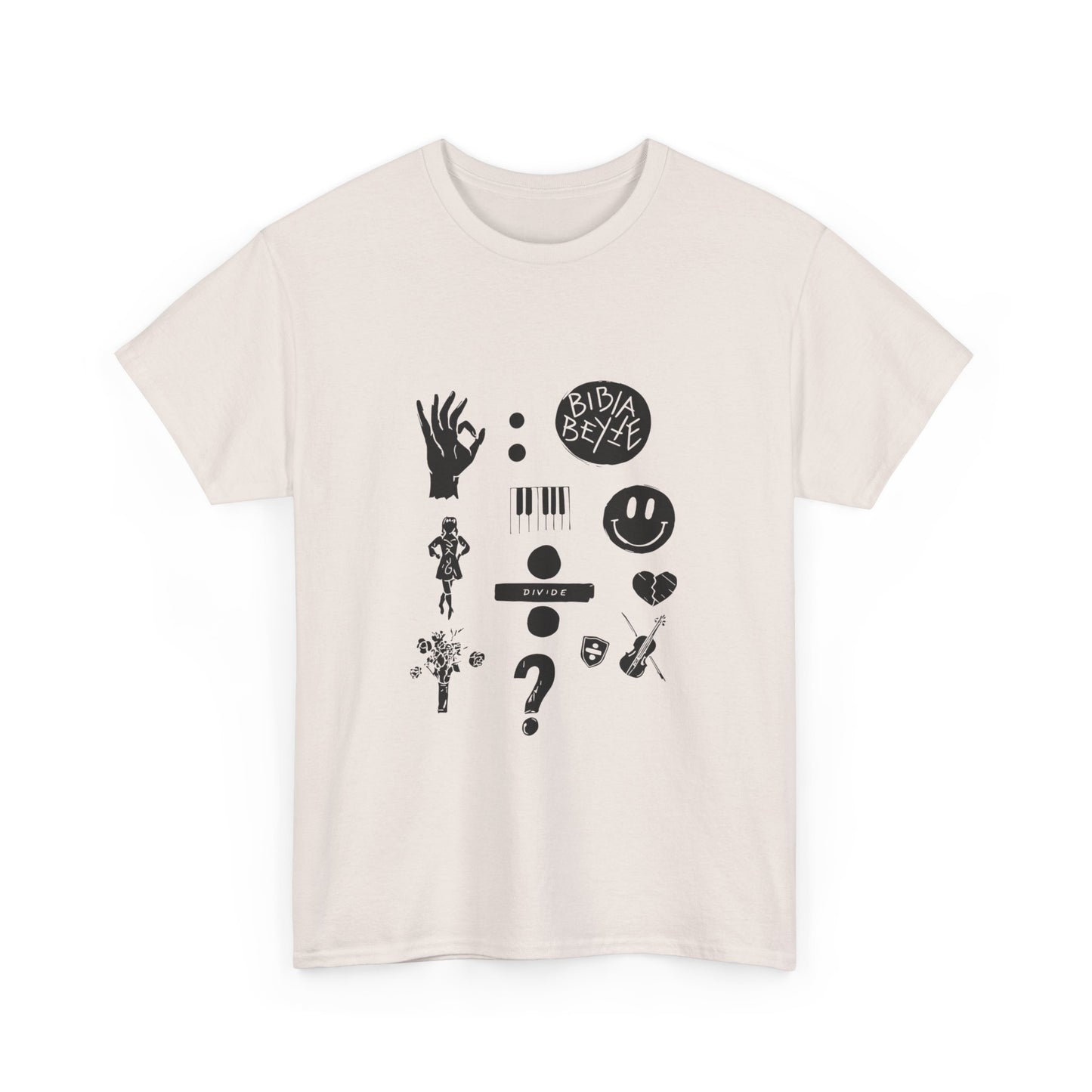 Ocean Wave with Heart Outline Unisex Heavy Cotton Tee