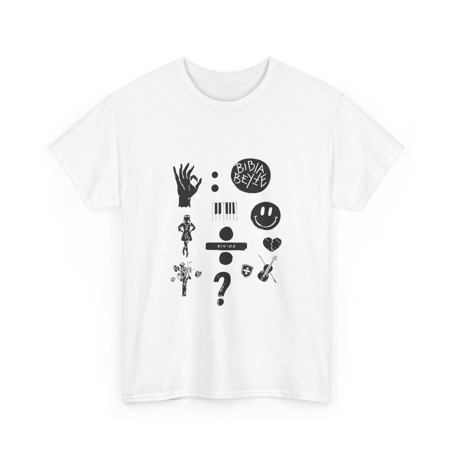 Ocean Wave with Heart Outline Unisex Heavy Cotton Tee