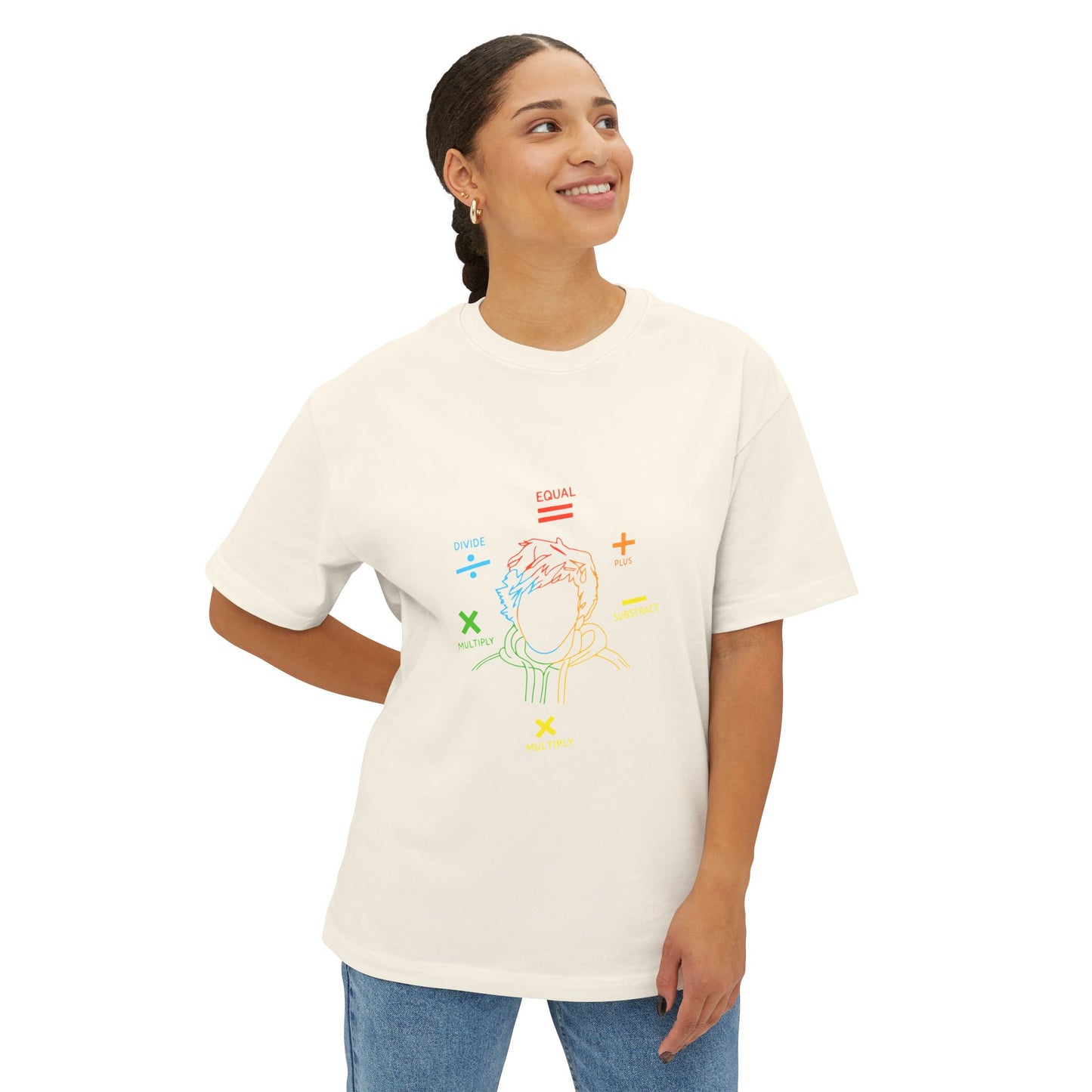 Minimalist Divide Symbol with Brush Oversized Boxy Tee