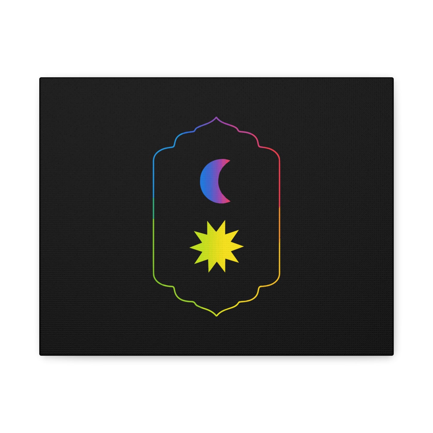 Gradient Moon and Star Emblem Canvas