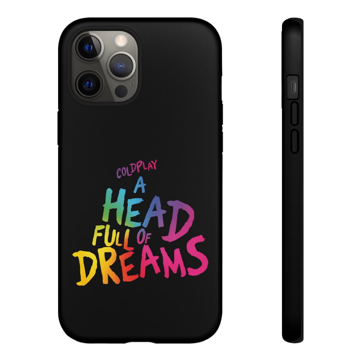 Premium Tough Case for iPhone 12 to 16 Pro Max Showcasing Coldplay’s Iconic A Head Full of Dreams