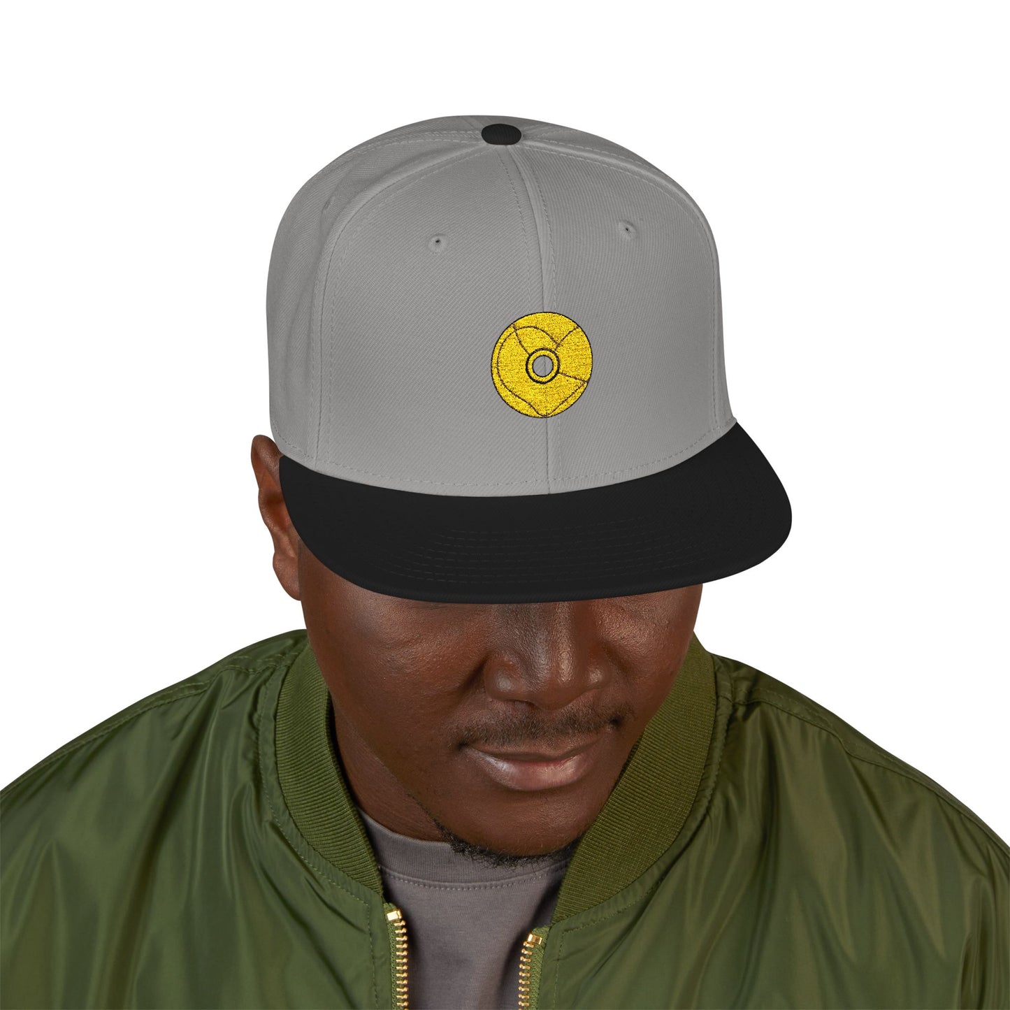 Minimalist Black Disc Outline Snapback Cap