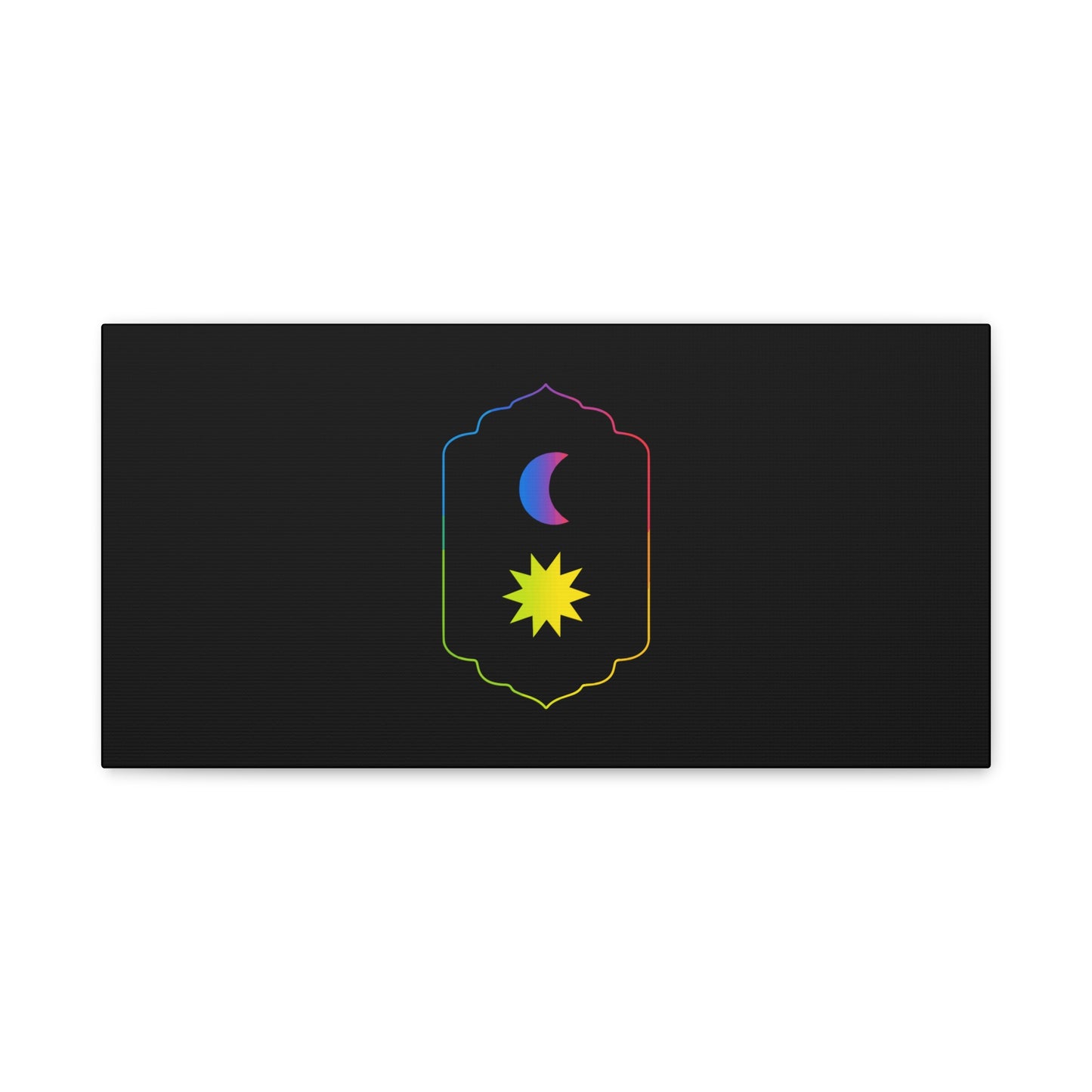 Gradient Moon and Star Emblem Canvas