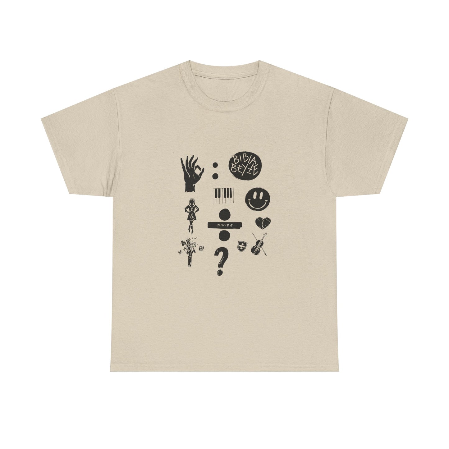 Ocean Wave with Heart Outline Unisex Heavy Cotton Tee