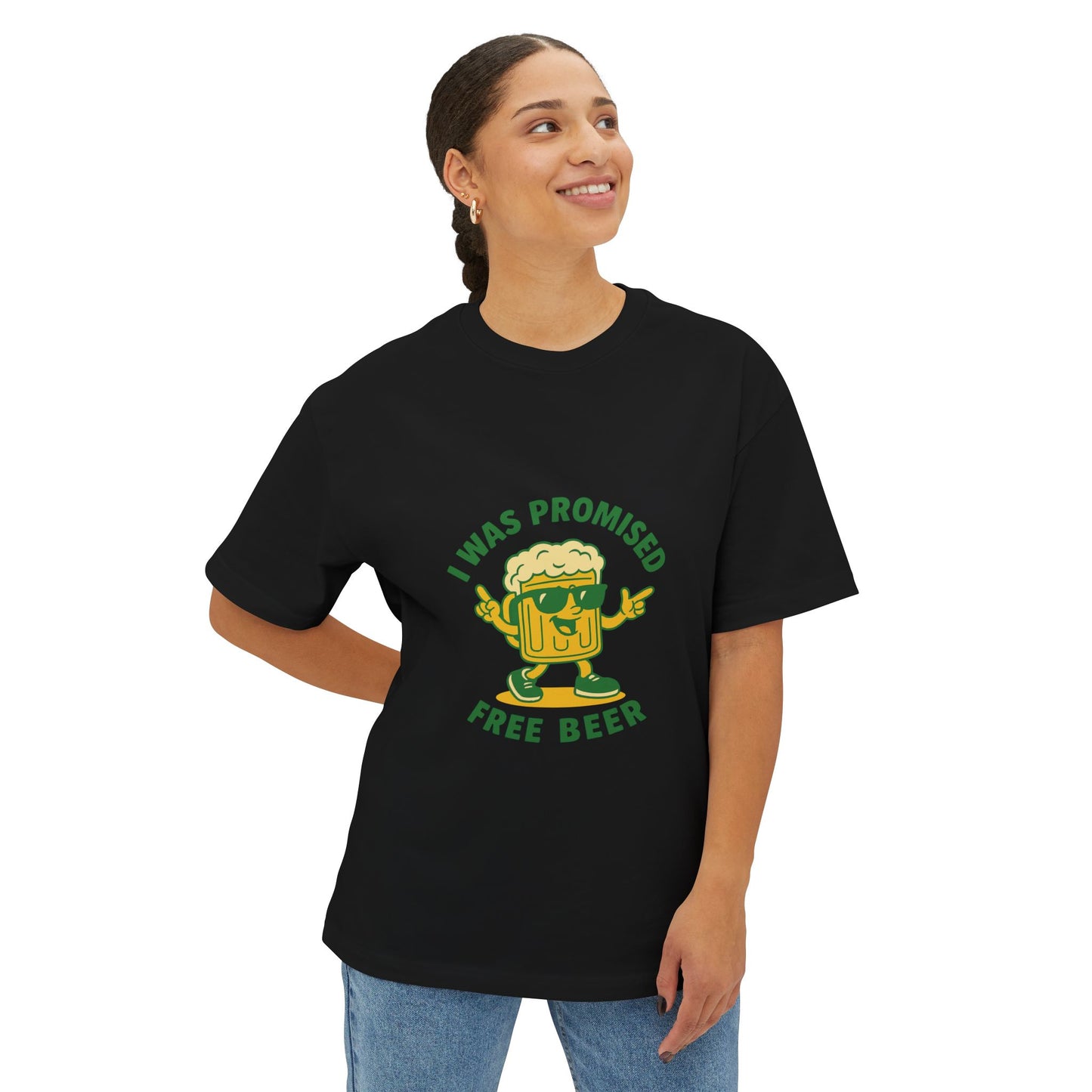 Unisex Oversized Tee – Snazzy Free Beer Edition