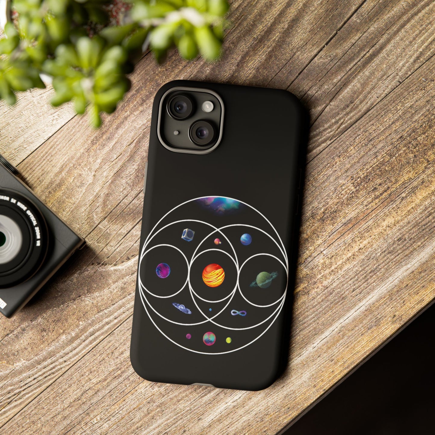 Premium Tough Case for iPhone 12 to 16 Pro Max Showcasing Coldplay’s Illustration Concept