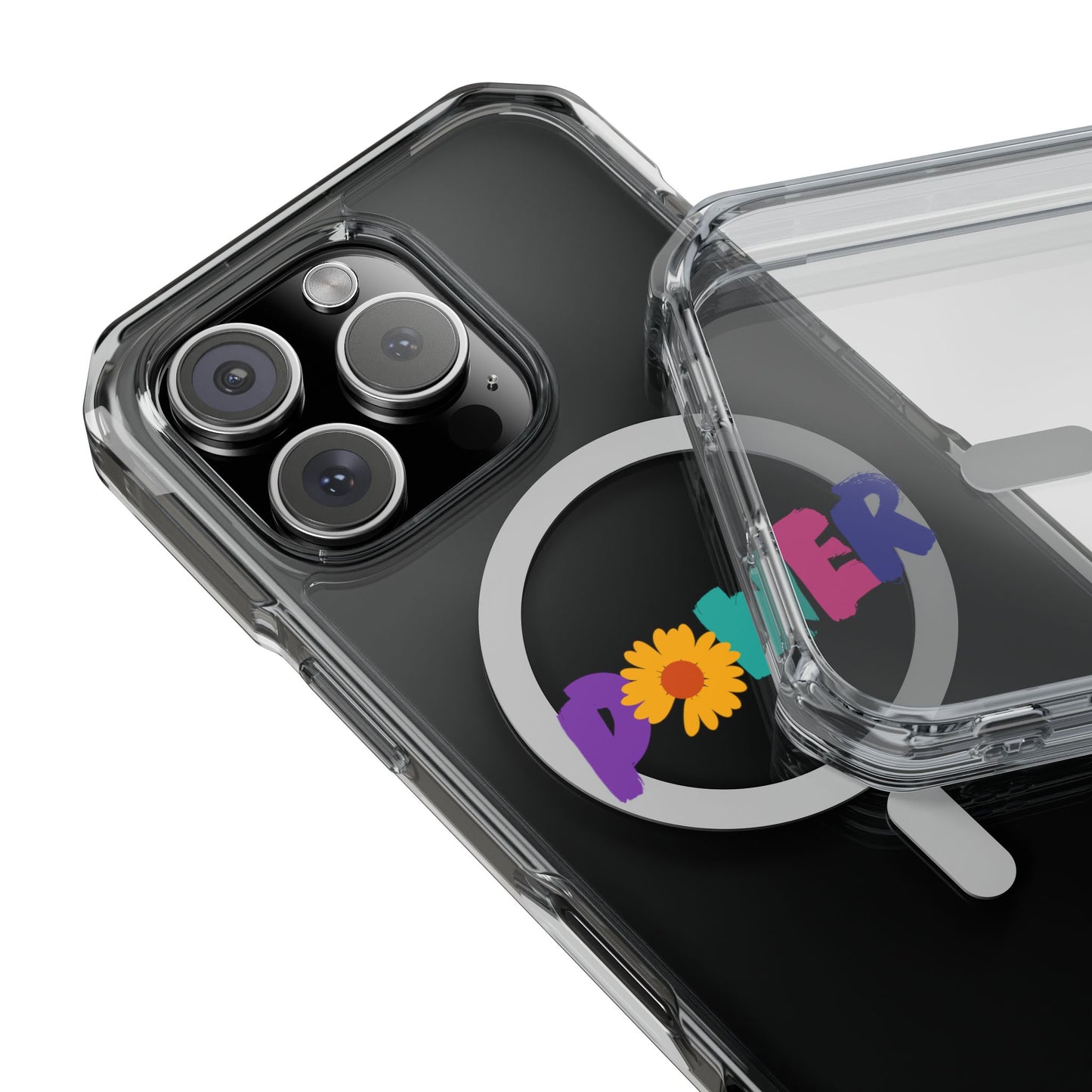 Retro Flower Power Color Pop Magnetic Clear Impact Case