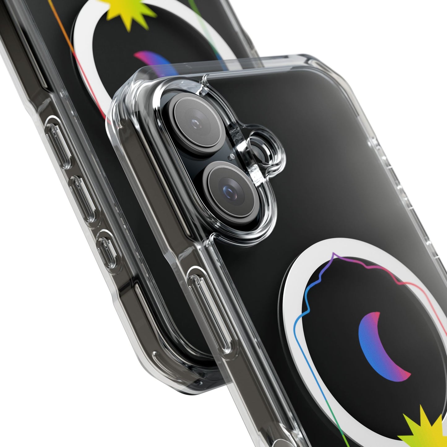 Gradient Moon and Star Emblem Magnetic Clear Impact case