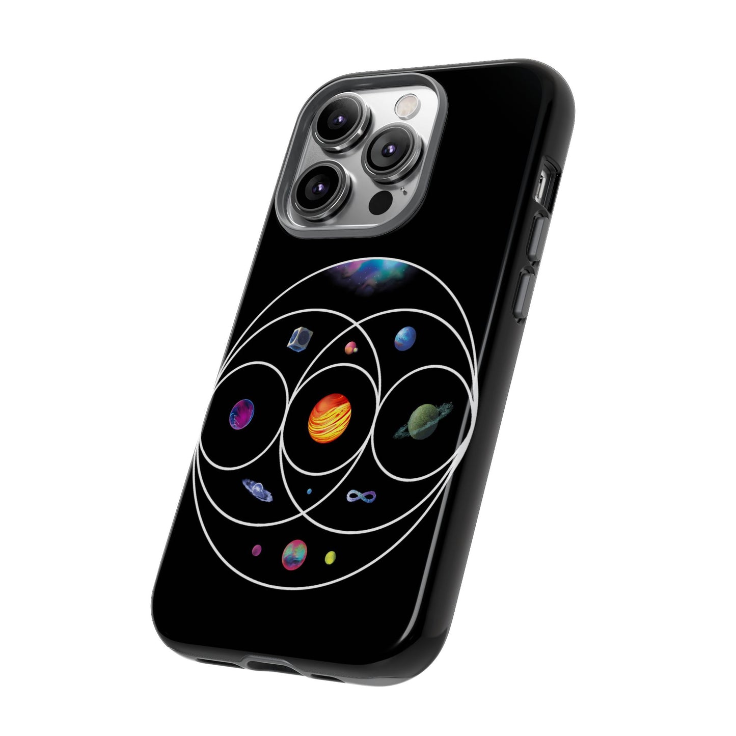 Premium Tough Case for iPhone 12 to 16 Pro Max Showcasing Coldplay’s Illustration Concept