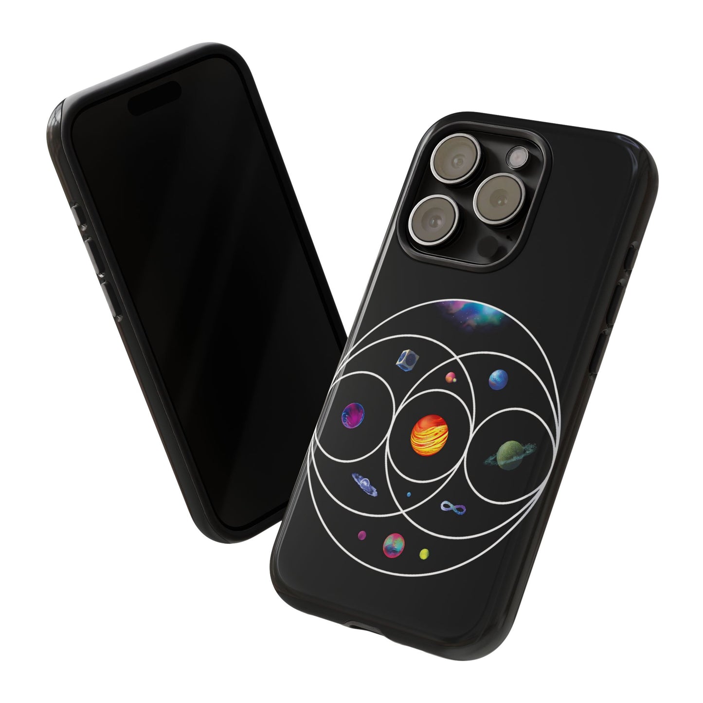 Premium Tough Case for iPhone 12 to 16 Pro Max Showcasing Coldplay’s Illustration Concept