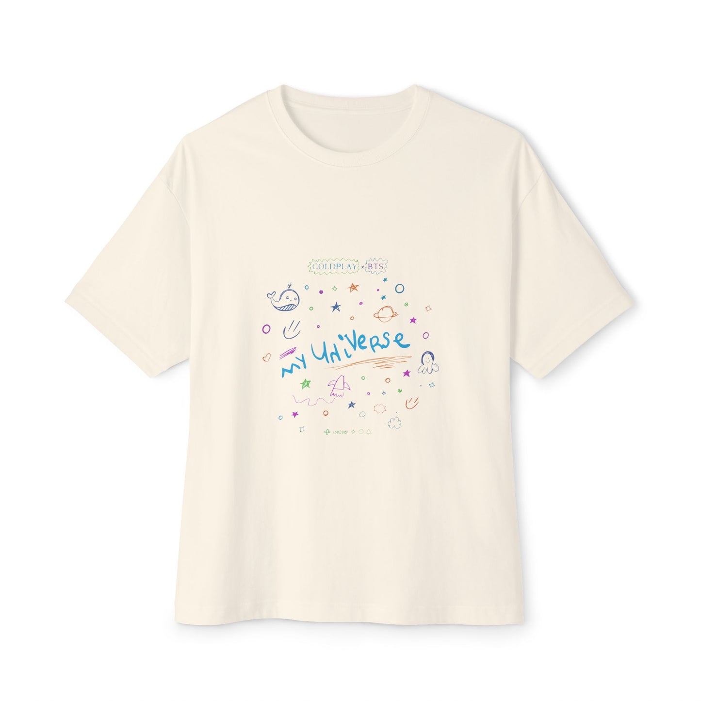 Neon Space Doodles Unisex Oversized Boxy Tee