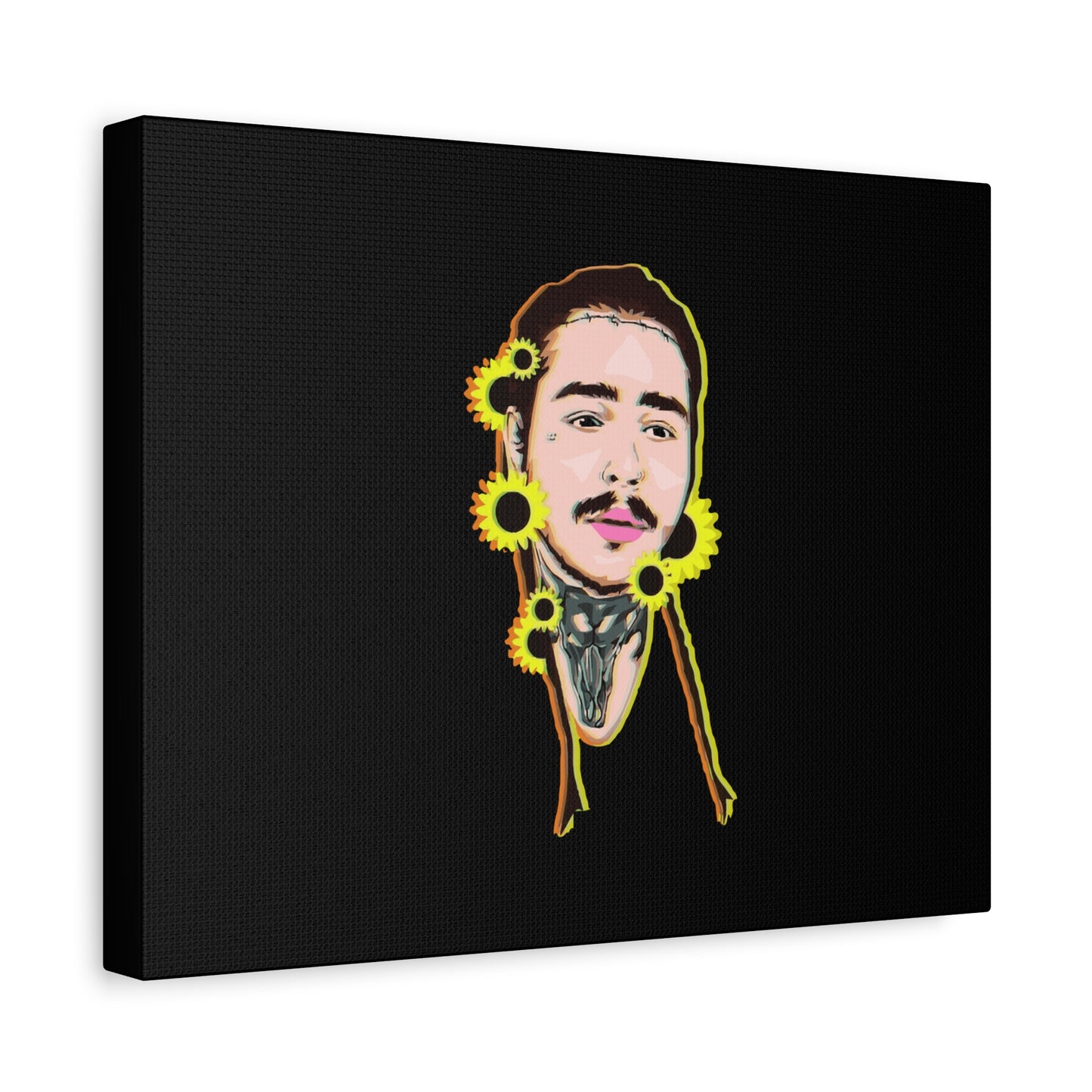 Cartoon Face with Sunflowers Canvas