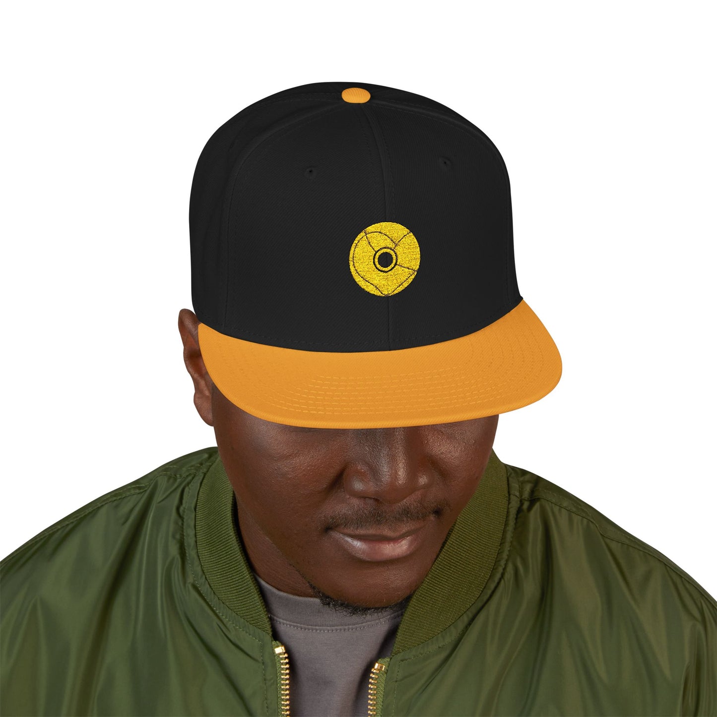 Minimalist Black Disc Outline Snapback Cap