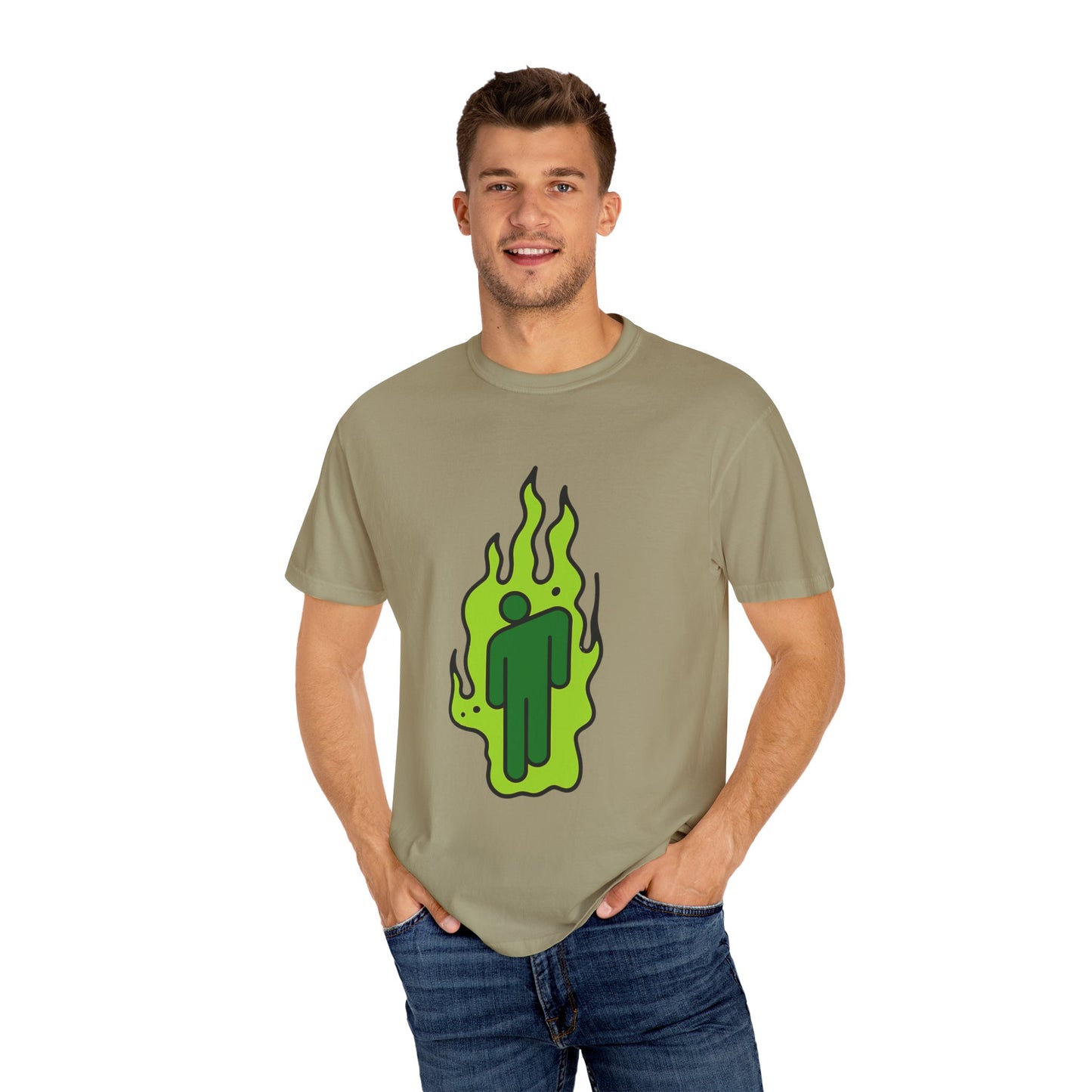 Green Flame Icon Unisex Dyed T-shirt