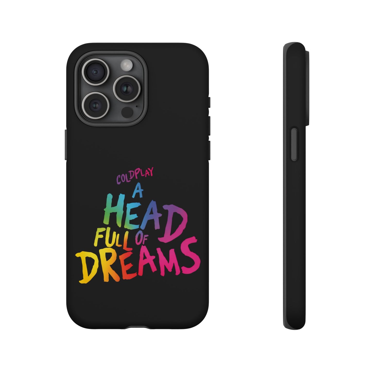 Premium Tough Case for iPhone 12 to 16 Pro Max Showcasing Coldplay’s Iconic A Head Full of Dreams
