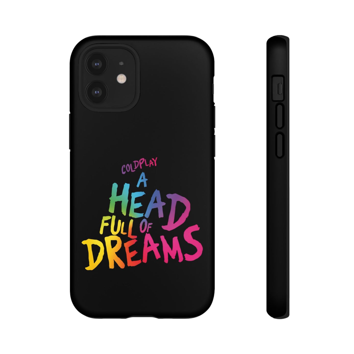 Premium Tough Case for iPhone 12 to 16 Pro Max Showcasing Coldplay’s Iconic A Head Full of Dreams