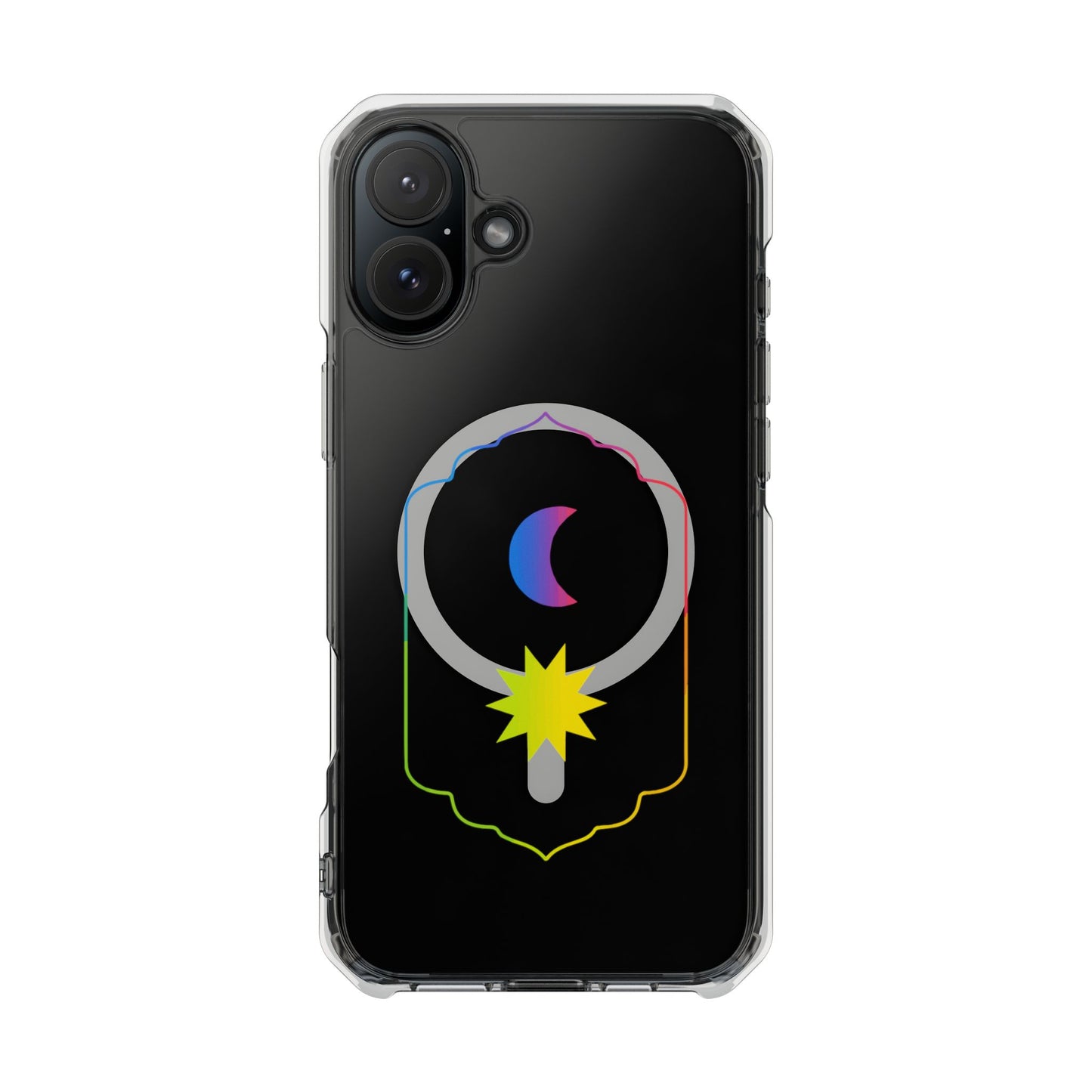 Gradient Moon and Star Emblem Magnetic Clear Impact case