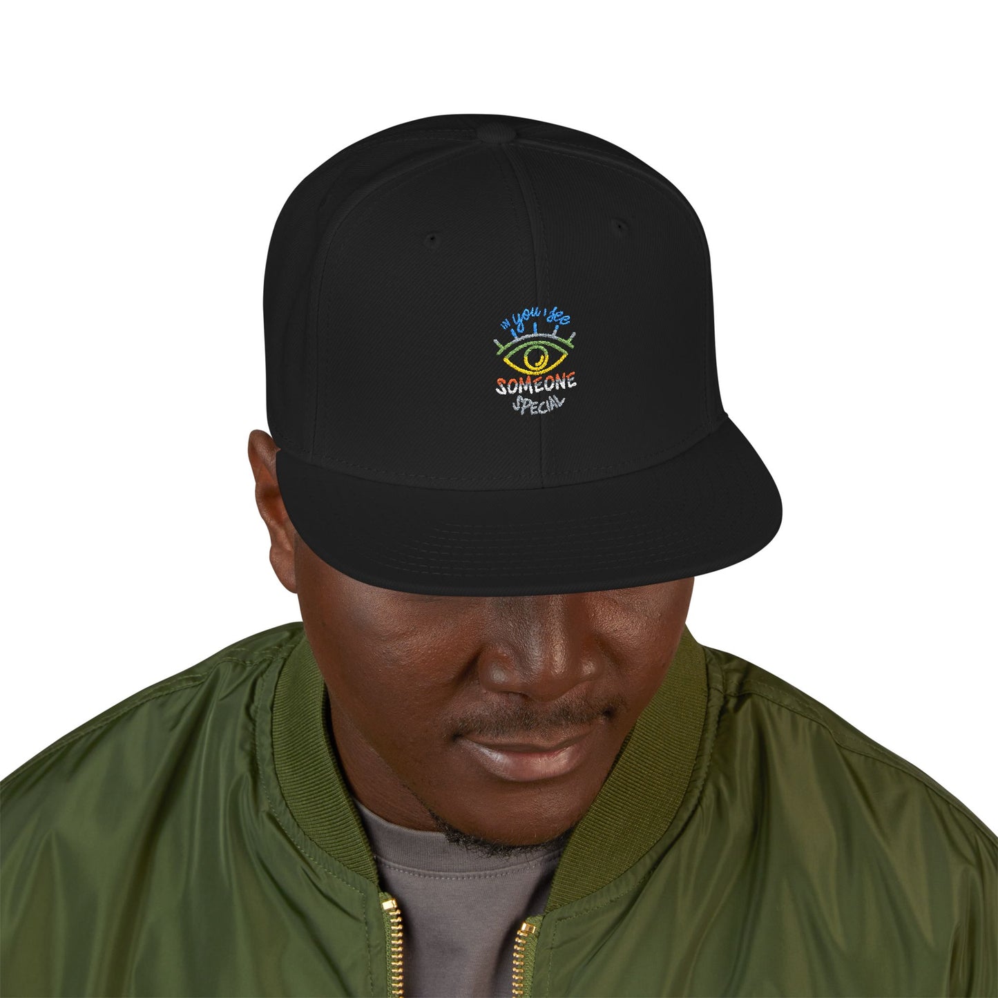Vibrant Eye and Text Snapback cap