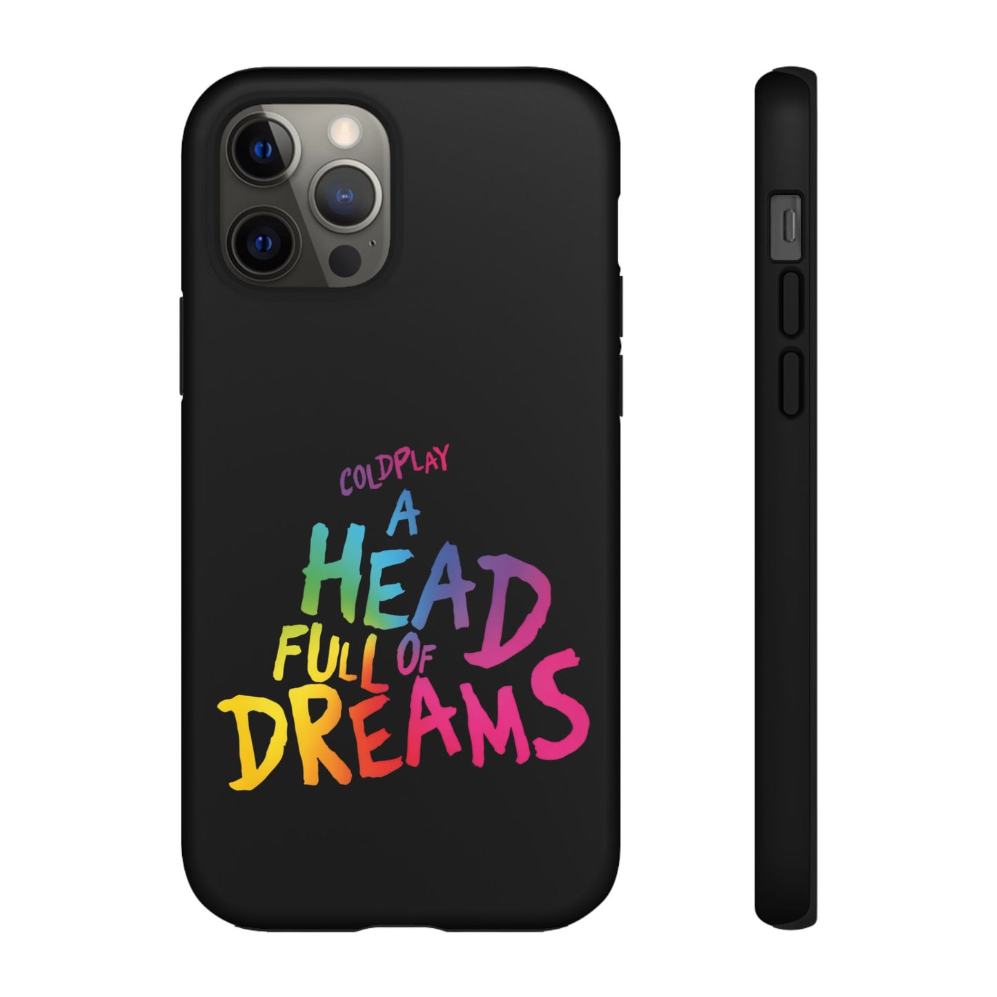Premium Tough Case for iPhone 12 to 16 Pro Max Showcasing Coldplay’s Iconic A Head Full of Dreams