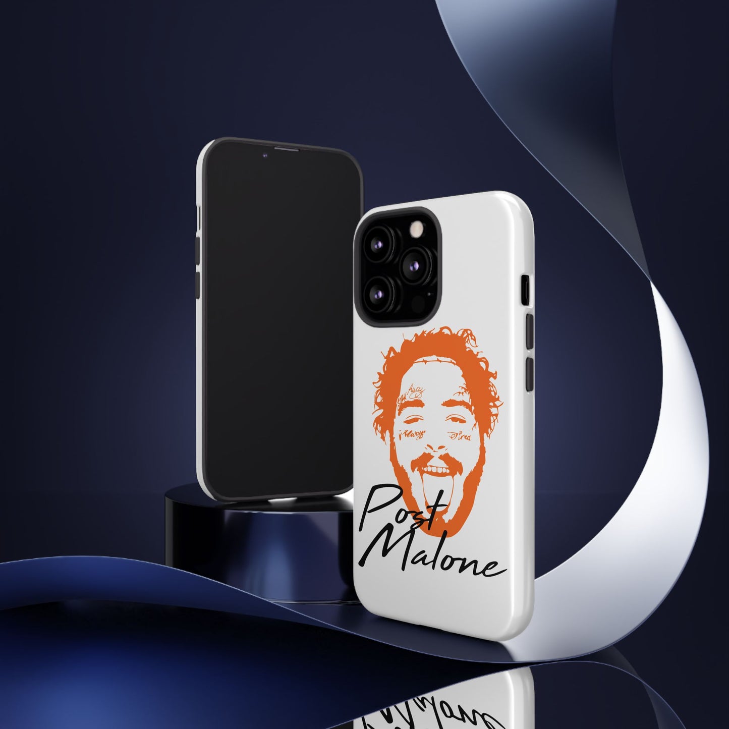 Tough iPhone Case (12–16 Pro Max) – Post Malone Name Design with Picture
