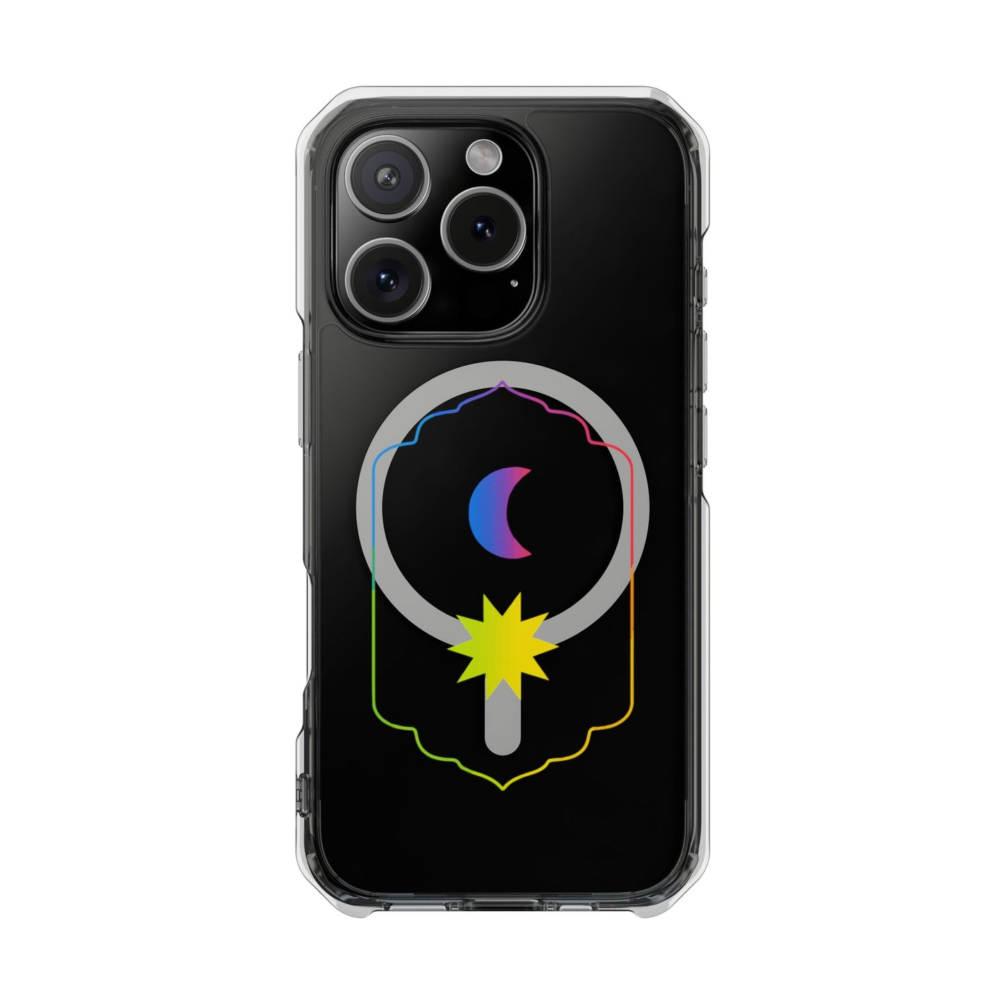 Gradient Moon and Star Emblem Magnetic Clear Impact case