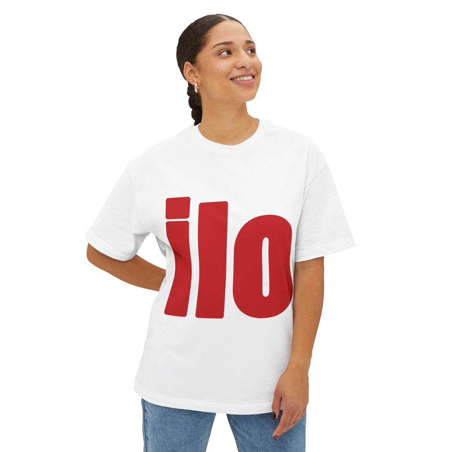 ILO Bold Red Block Unisex Oversized Tee